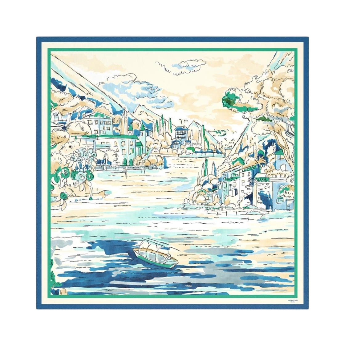 (W) 위켄드 막스마라 오네스토 실크 스카프 차이나 블루((W) Weekend Max Mara Onesto Silk Scarf China Blue)