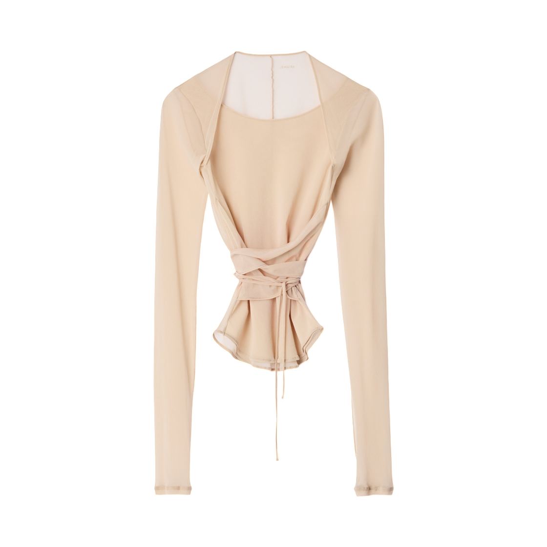 TS0052-LJ1070-311 (W) Lemaire Ballerina Wrap Top in Mesh Jersey Powder