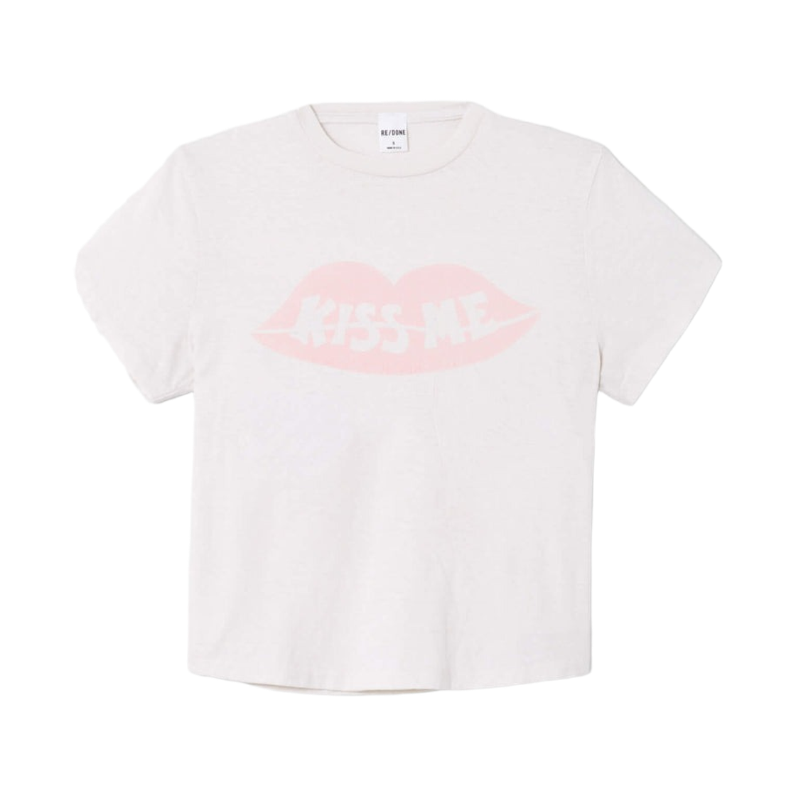 (W) 리던 50s 박시 키스 미 티셔츠 빈티지 화이트((W) Re/Done 50s Boxy Kiss Me T-Shirt Vintage White)
