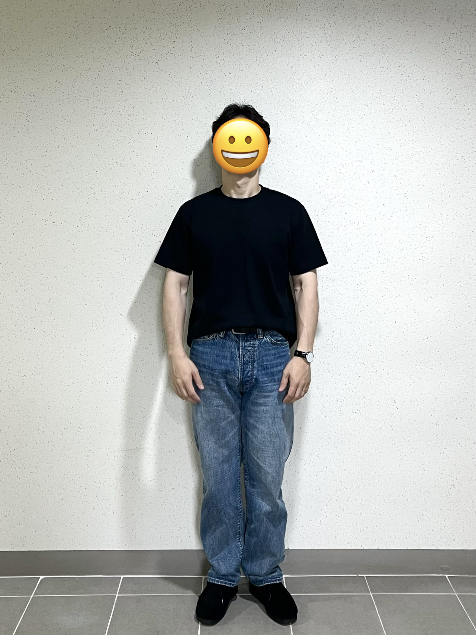 Dimitri Black Everyone's Single Stitch Short Sleeve T-Shirt Coolmax Fabric Henley Neck Charcoal, Outstanding 40S Selvedge Straight Pants Light Blue 착용 스타일 - 1