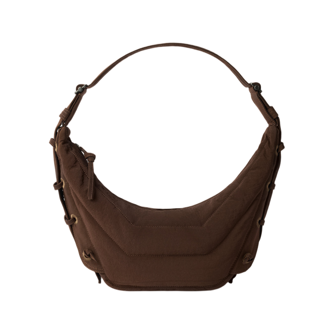 BG293-LF1330-303 Lemaire Small Soft Game Bag in Nylon Canvas Chocolate Truffle