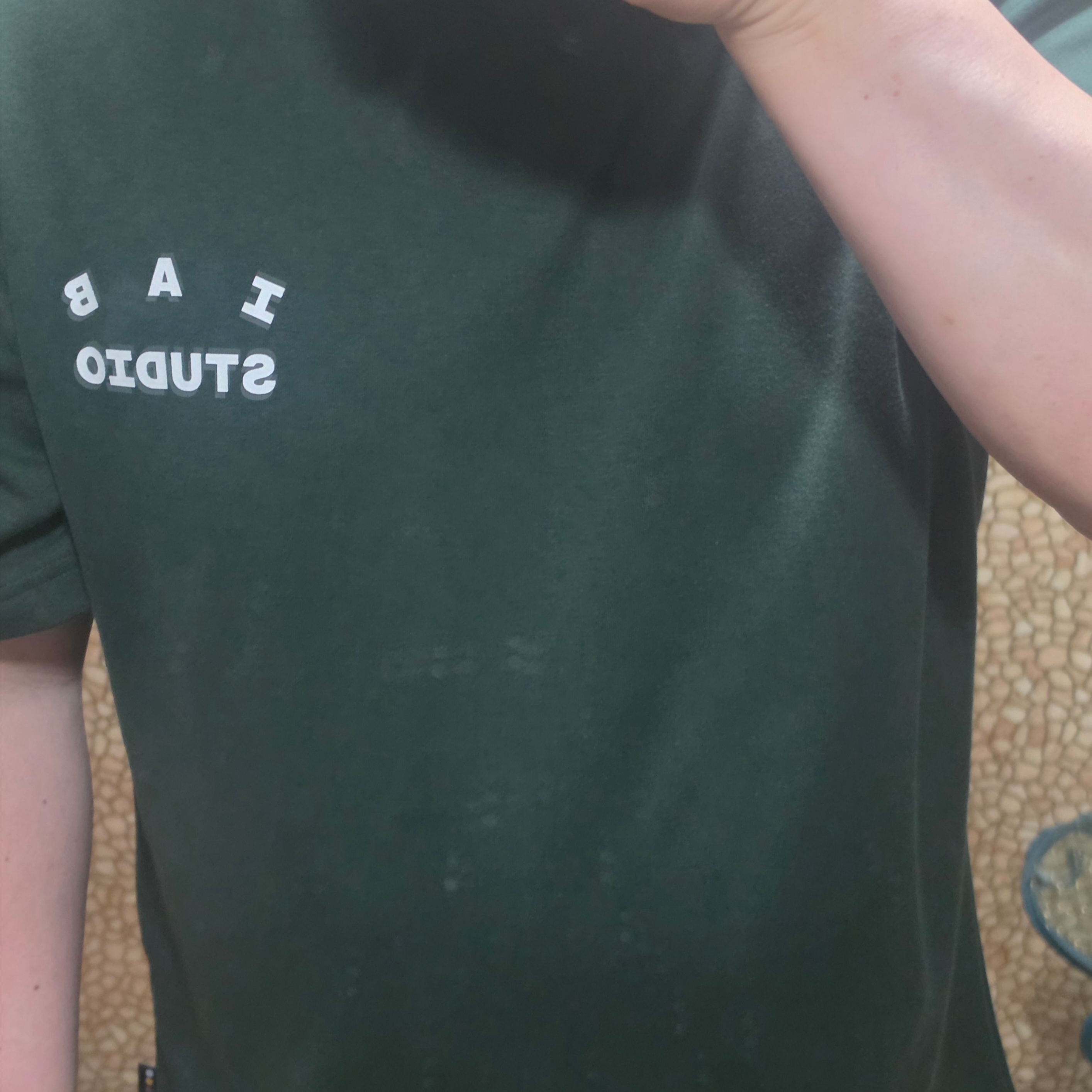 IAB Studio T-Shirt Deep Green White 착용 스타일 - 2