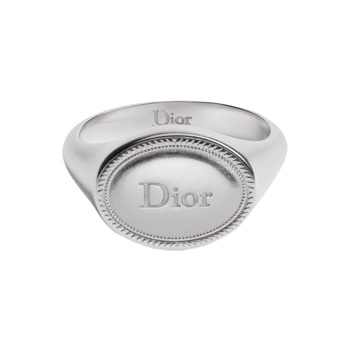 R3143HOMST-D990 Dior Medaillon Signet Ring Silver Finish Brass Silver