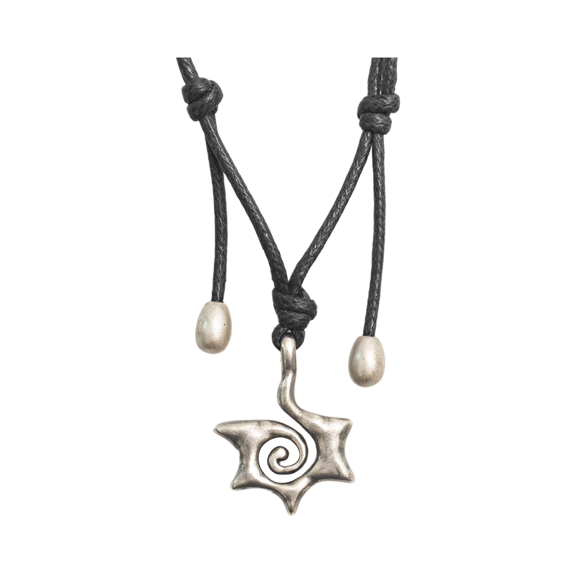 토우토우아카이브 스월 스타 참 목걸이 블랙 실버(TOWTOW.ARCHIVE Swirl Star Charm Necklace Silver Black)