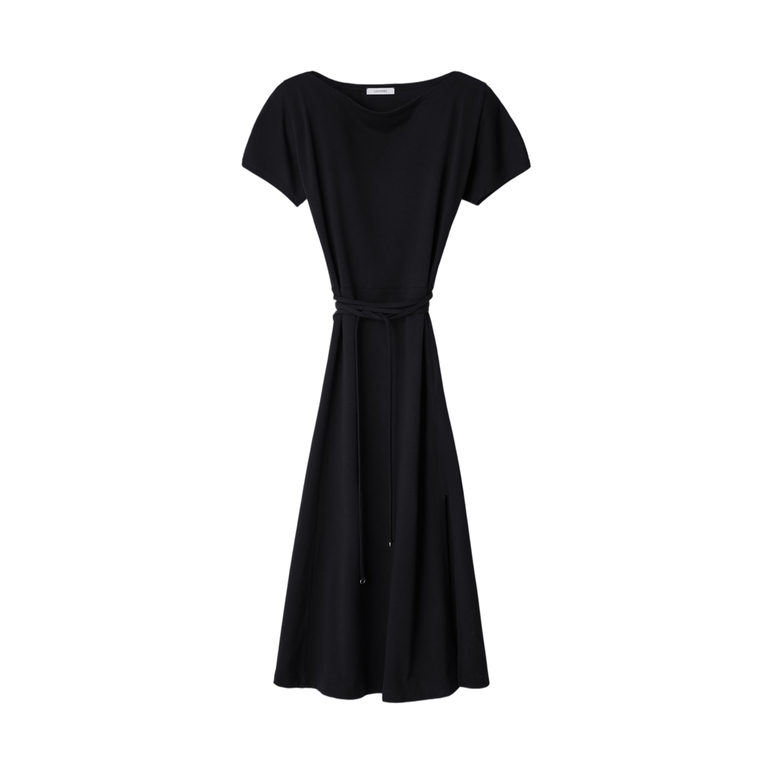 DR1182-LJ1022-999 (W) Lemaire Belted Dress in Heavy Cotton Jersey Black