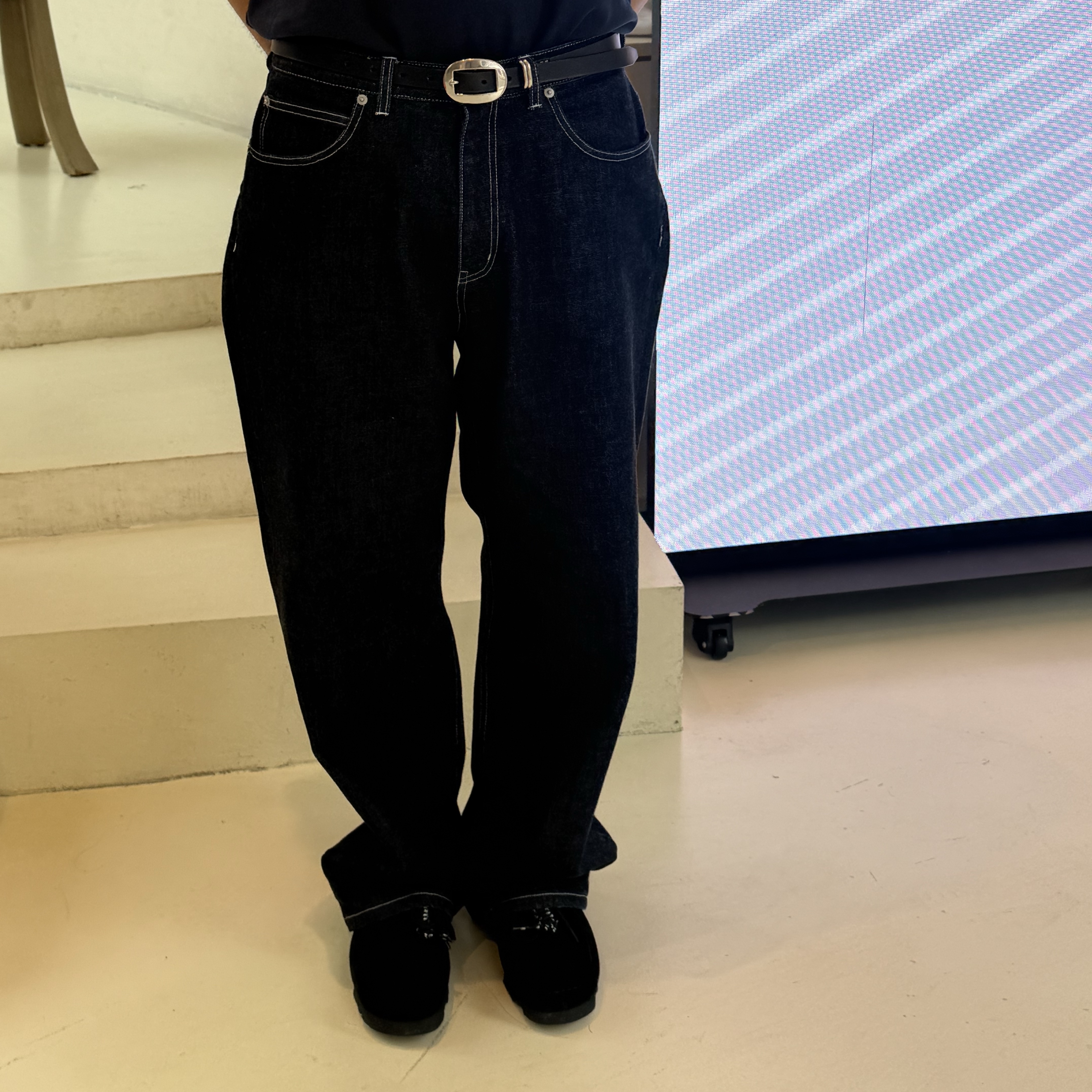 AKRYL Denim Boxy Pants One Wash - 26FW 착용 스타일 - 2