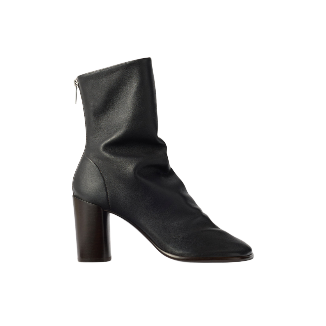 FO0216-LL0154-490 (W) Lemaire Glove Ankle Boots with 80mm Heel in Leather Dark Chocolate
