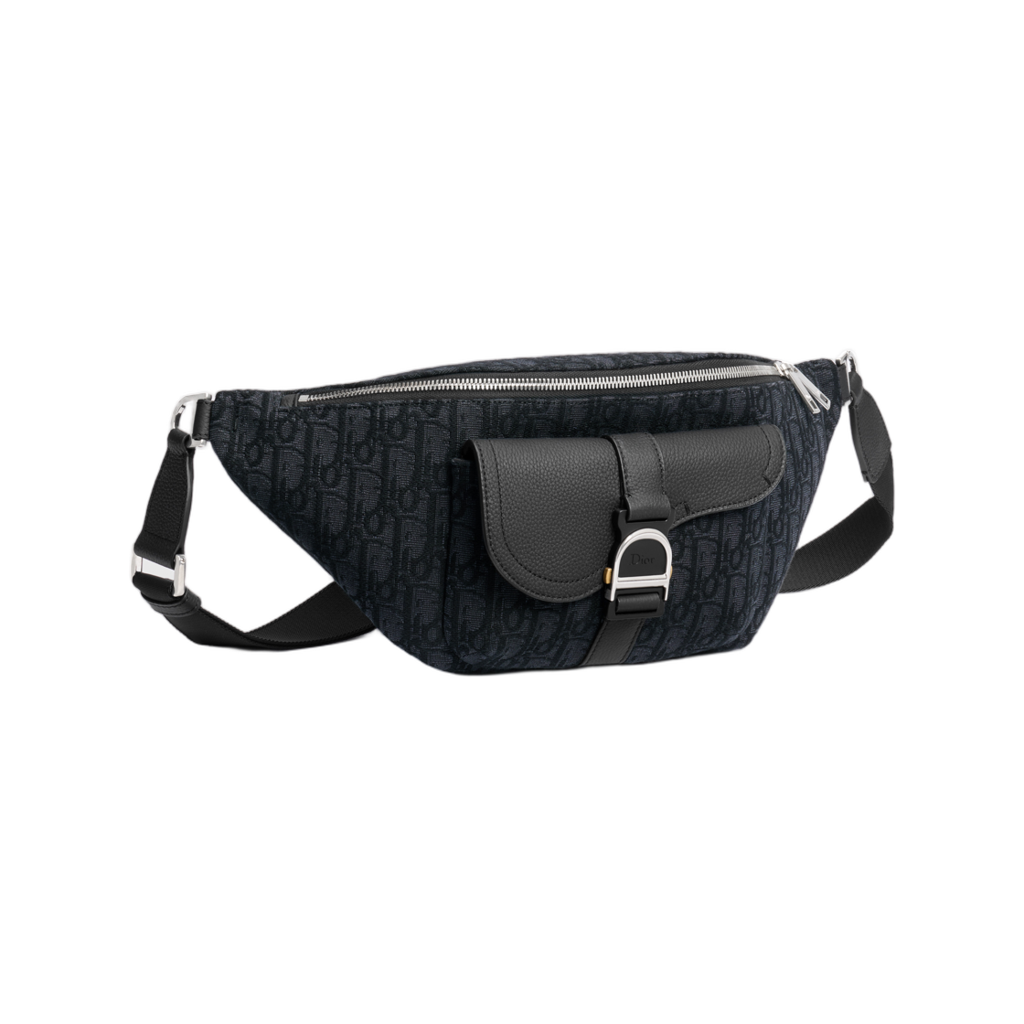 1ADBO097YKV-H03E Dior Saddle Heritage Belt Bag Dior Oblique Jacquard & Grained Calfskin Black