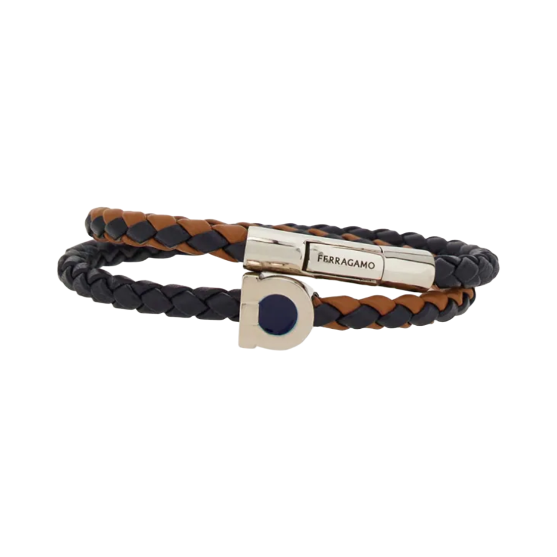 770404-791066 Ferragamo Gancini Small Bracelet Silver Navy Blue