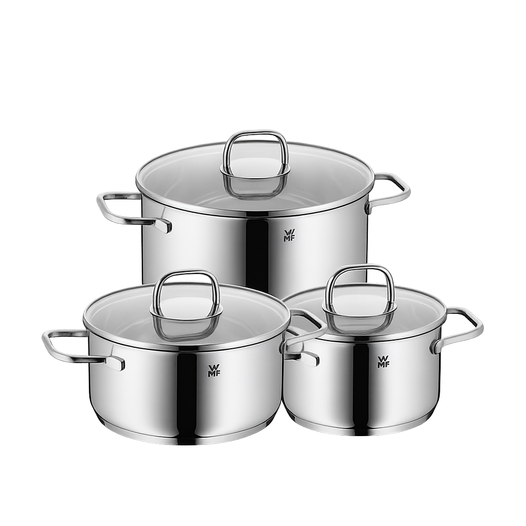 WMF NEW사피르 냄비 3종(16L+20L+24H)(WMF New Saphir 3‑Piece Pot Set (16cm Low Pot + 20cm Low Pot + 24cm High Pot))