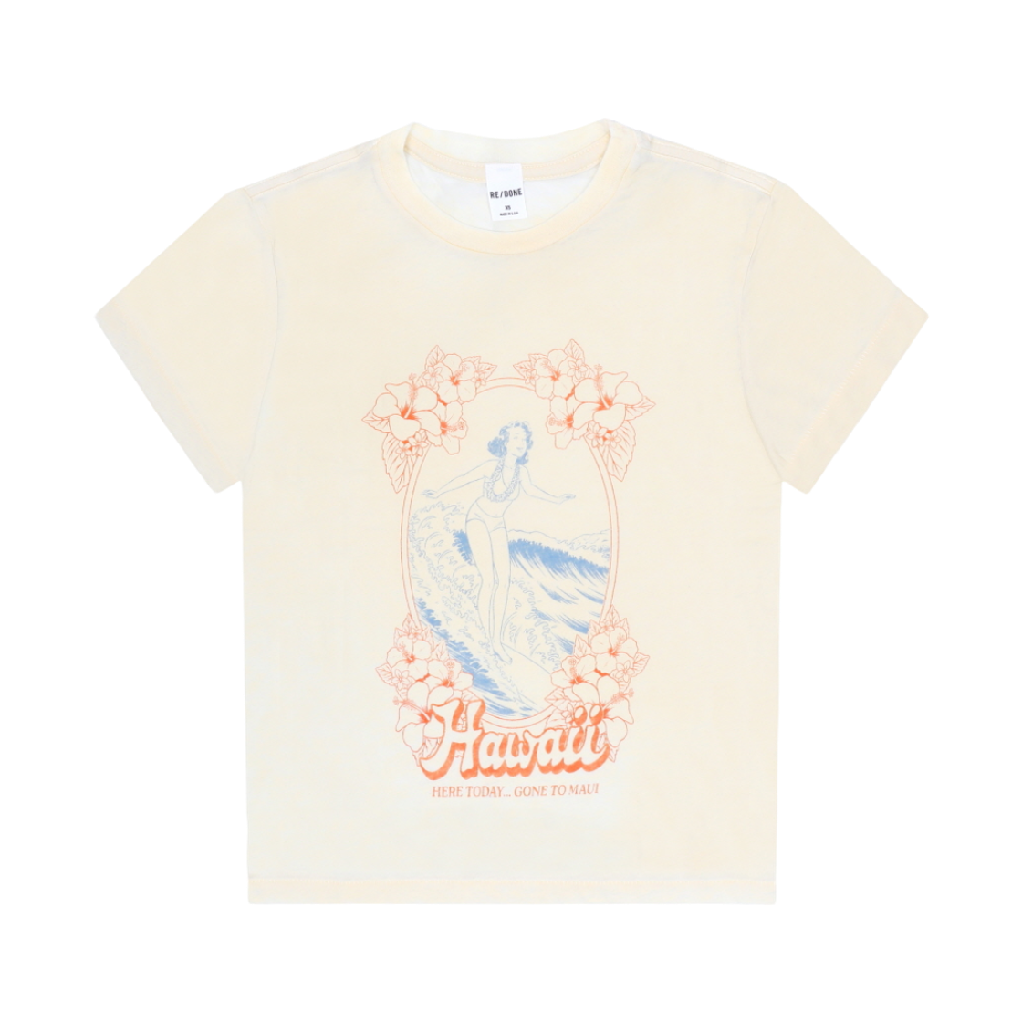 (W) 리던 클래식 하와이 티셔츠 옐로우((W) Re/Done Classic Hawaii T-Shirt Yellow)