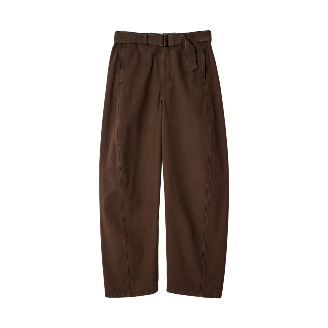 PA326-LD1077-512 Lemaire Twisted Belted Pants in Dyed Heavy Broken Twill Ristretto