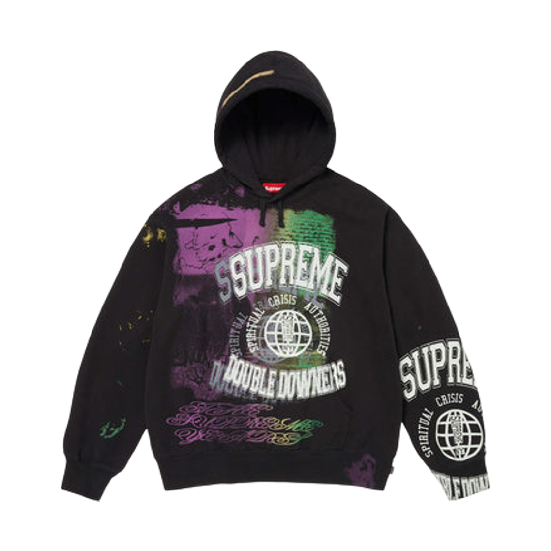 - Supreme Overprint Hooded Sweatshirt Black - 26SS