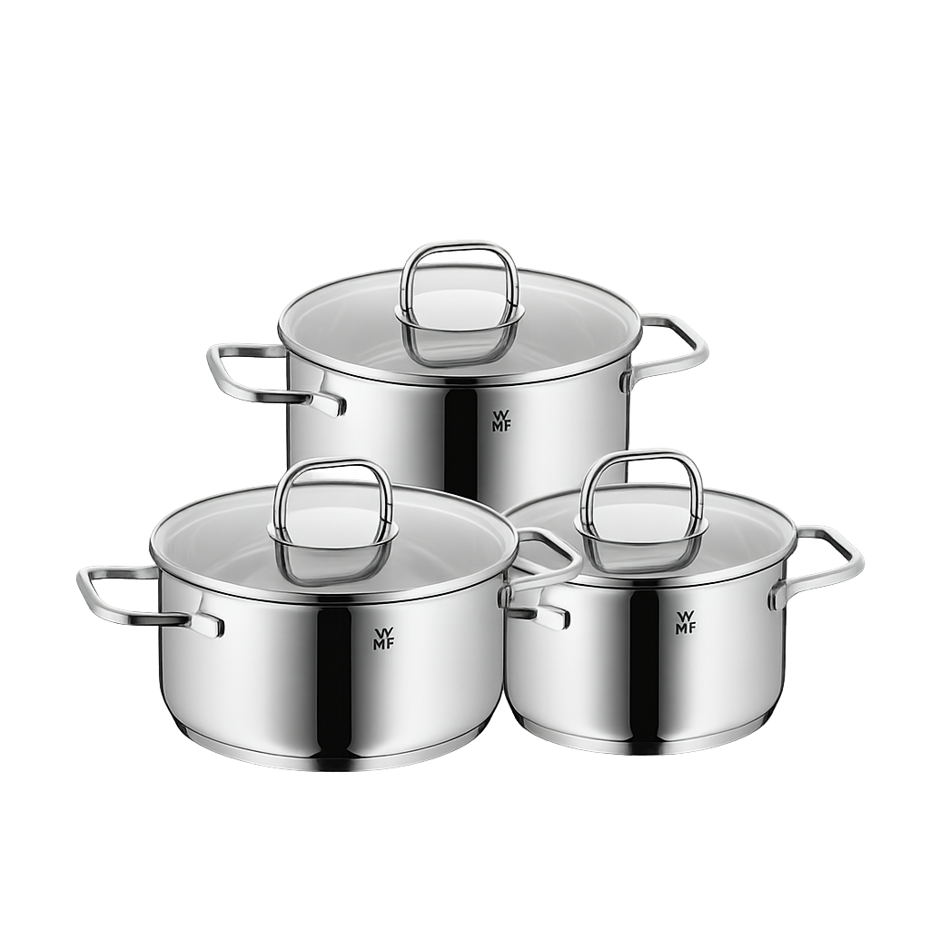 WMF NEW사피르 냄비 3종(16L+20L+20H)(WMF New Saphir 3‑Piece Pot Set (16cm Low Pot + 20cm Low Pot + 20cm High Pot))