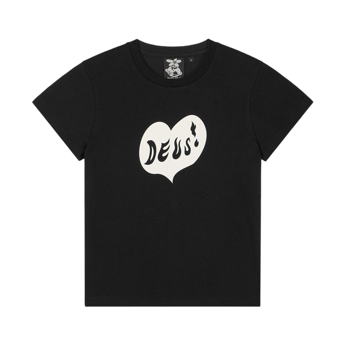(W) 데우스 엑스 마키나 딥 하트 티셔츠 블랙((W) Deus Ex Machina Deep Heart T-Shirt Black) - 1