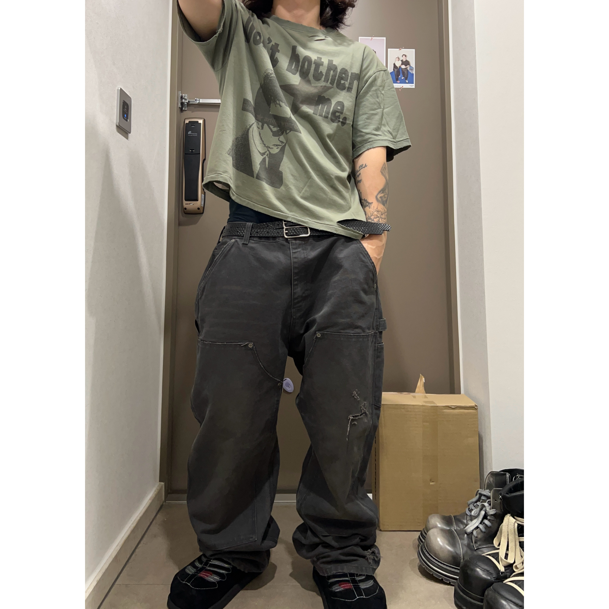 qualisartifexpereo VTG T-Shirts Khaki, Epr. Layer Double Strap Belt 착용 스타일 - 2