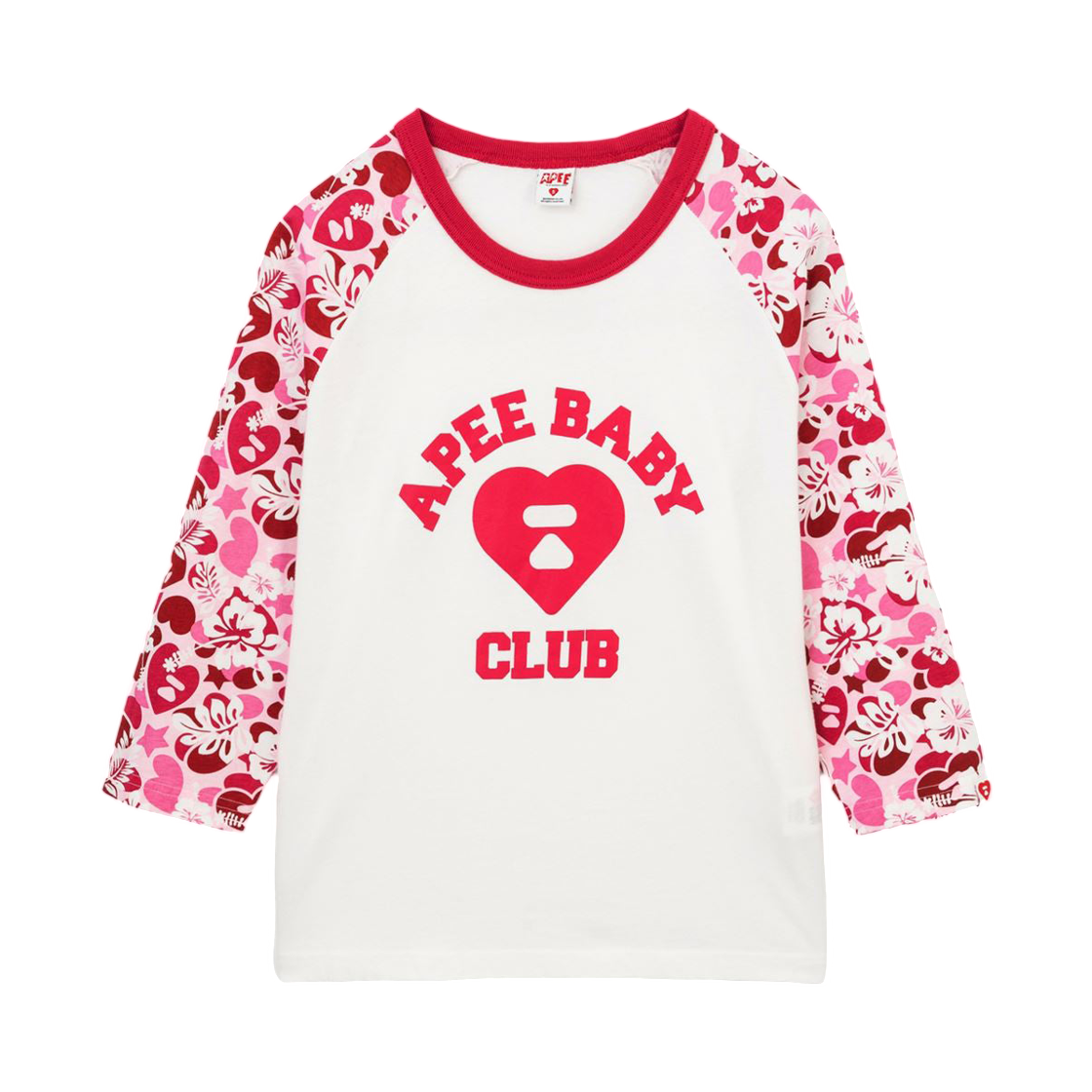 (W) 베이프 에이피 하와이 래글런 롱 슬리브 티셔츠 핑크((W) BAPE Apee Hawaii Raglan Long Sleeve T-Shirt Pink)