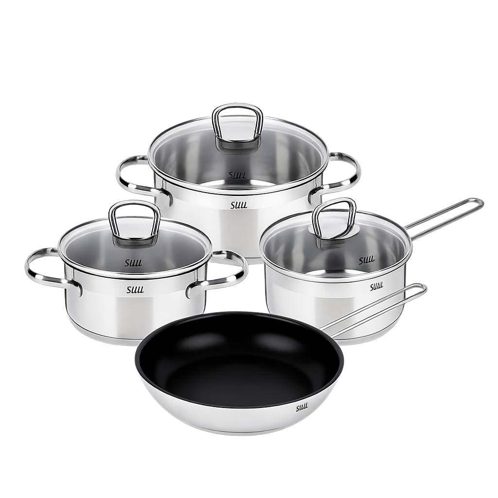 실리트 실리썸 롬바르디아 스텐냄비 3종(16편+16L+20H)+후라이팬 24cm(Silit Silissome Lombardia Stainless Steel Cookware 3‑Piece Set (16cm Saucepan + 16cm Low Pot + 20cm High Pot) + 24cm Frying Pan)