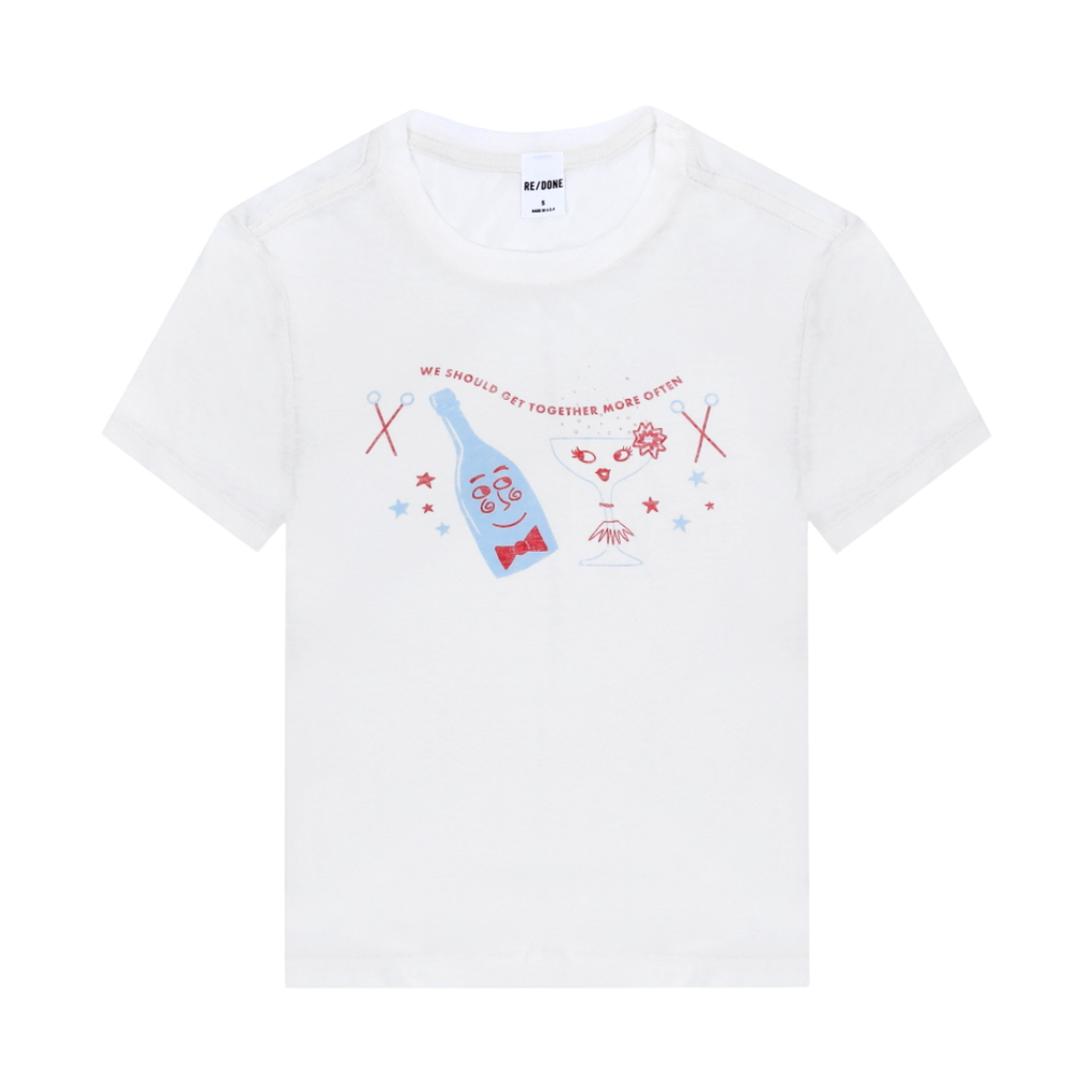 (W) 리던 클래식 타이니 투게더 티셔츠 빈티지 화이트((W) Re/Done Classic Tiny Together T-Shirt Vintage White) - 1