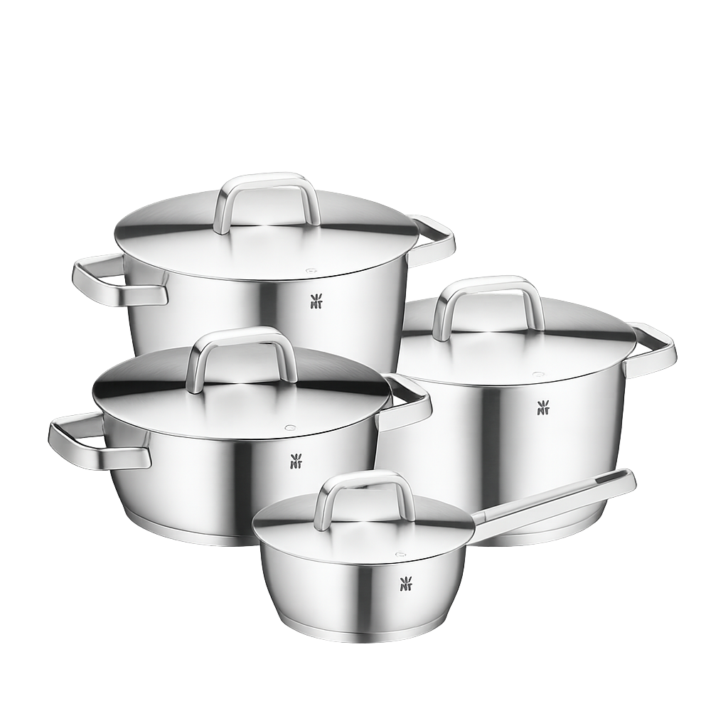 WMF 아이코닉 냄비 4종 세트(18편수+22L+22H+24H)(WMF Iconic 4‑Piece Pot Set (18cm Saucepan + 22cm Low Pot + 22cm High Pot + 24cm High Pot))