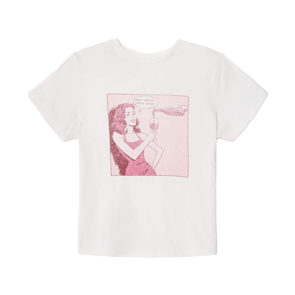 (W) 리던 클래식 드링크 와인 티셔츠 빈티지 화이트((W) Re/Done Classic Drink Wine T-Shirt Vintage White)