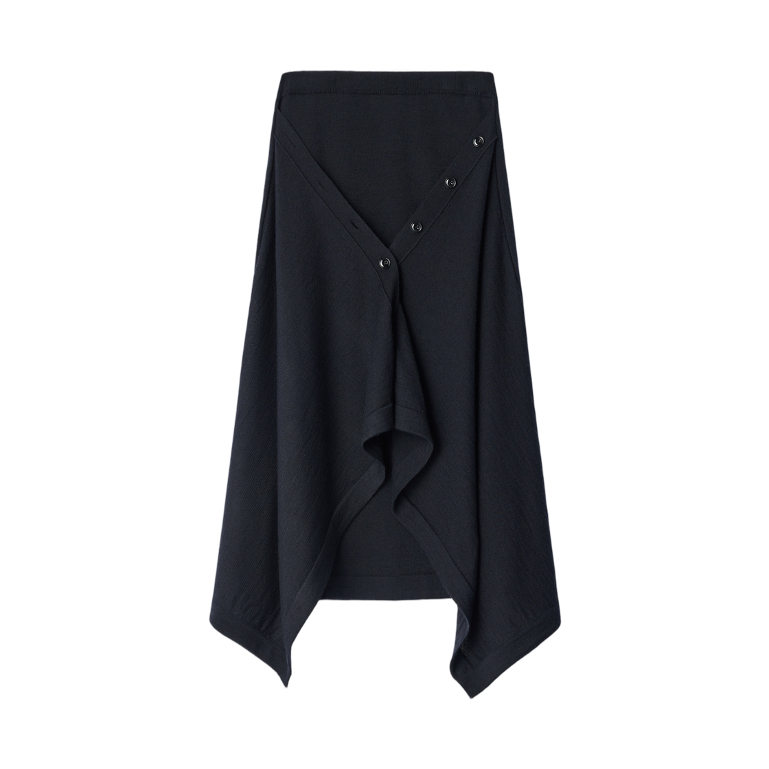 SK1082-LK1063-999 (W) Lemaire Buttoned Skirt in Merino Wool Blend Black