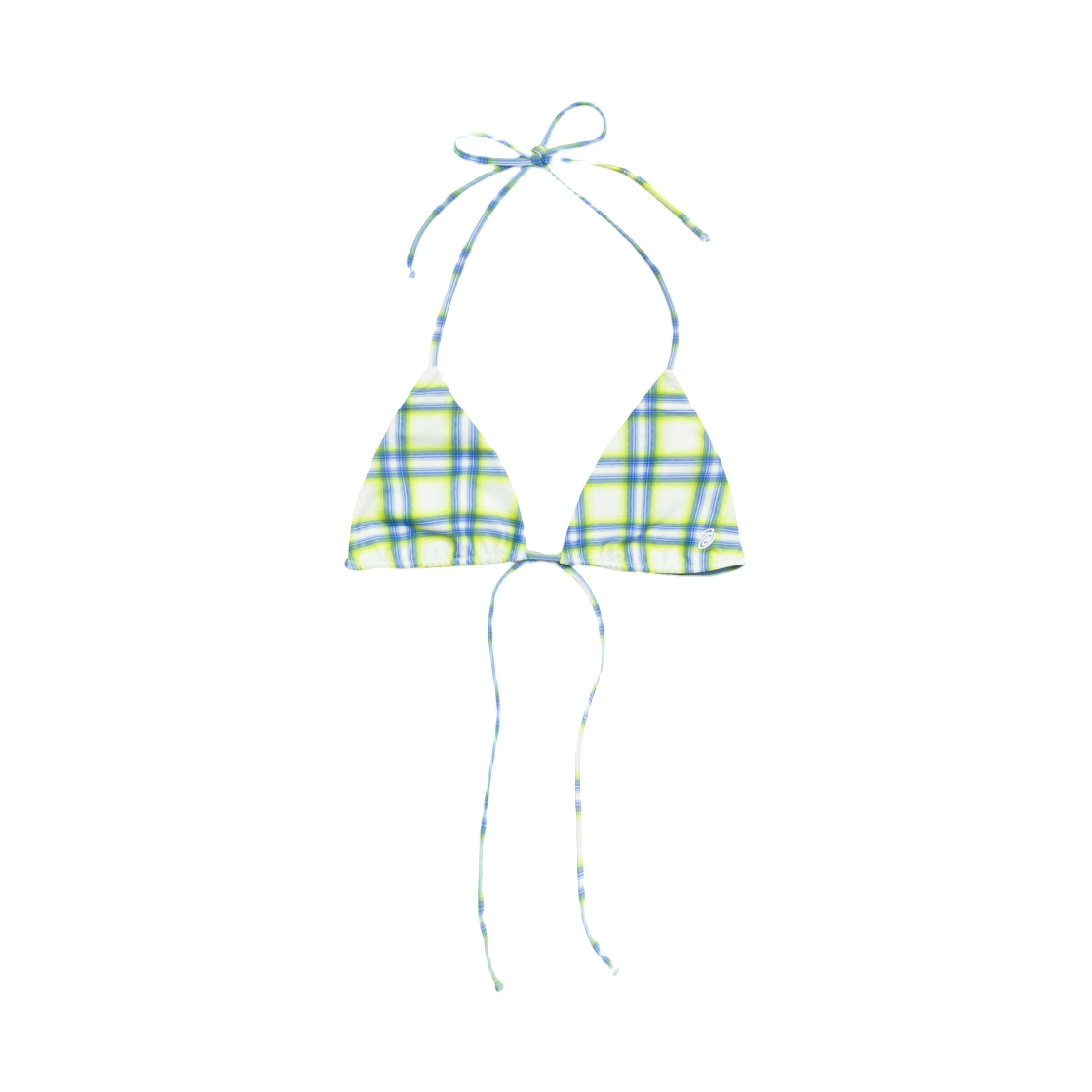113174 Stussy Triangle Bikini Top Green Plaid