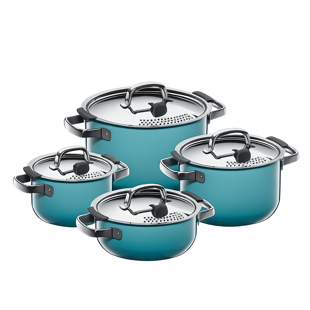 WMF 퓨전테크 네이처 그린 냄비 4종 세트(16H,20L,20H,24H)(WMF Fusiontec Nature Green 4‑Piece Pot Set (16cm High Pot, 20cm Low Pot, 20cm High Pot, 24cm High Pot))
