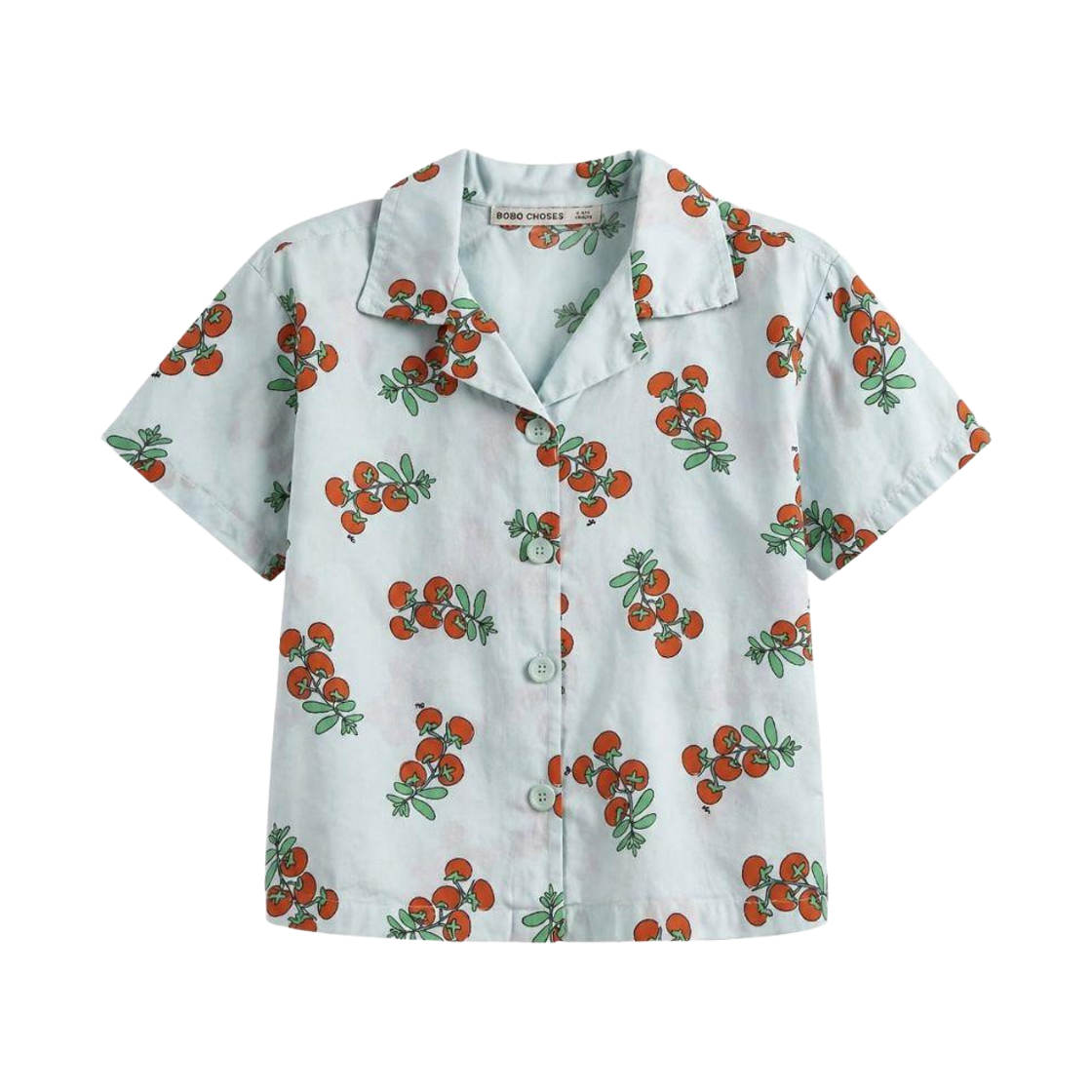 (키즈) 보보쇼즈 쥬시 토마토 올 오버 우븐 셔츠 라이트 블루((Kids) Bobo Choses Juicy Tomato All Over Woven Shirt Light Blue) - 1