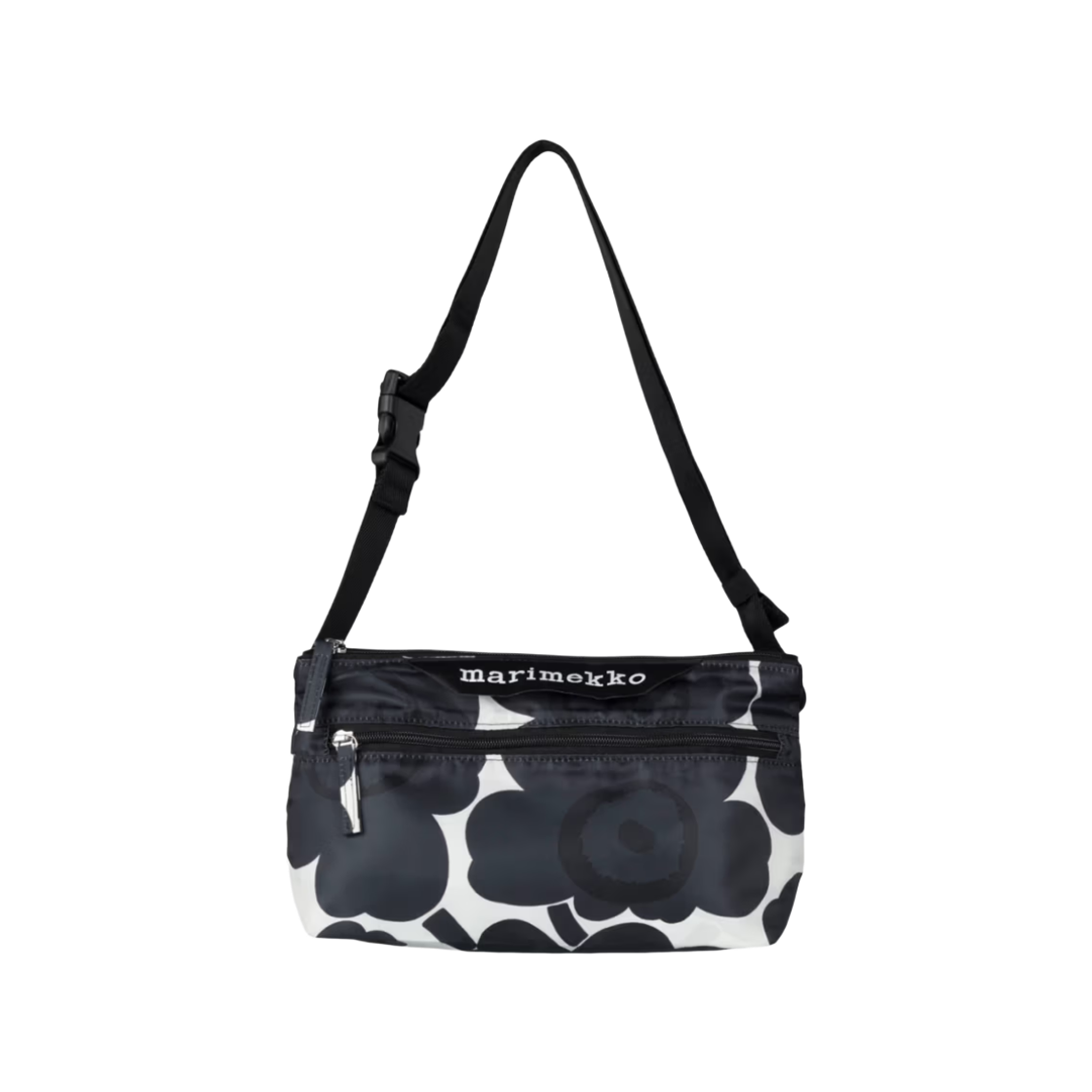 마리메꼬 니트 크로스바디 우니꼬 스몰 숄더백 다크 그레이 오프 화이트(Marimekko Neat Crossbody Unikko Small Shoulder Bag Dark Grey Off White)
