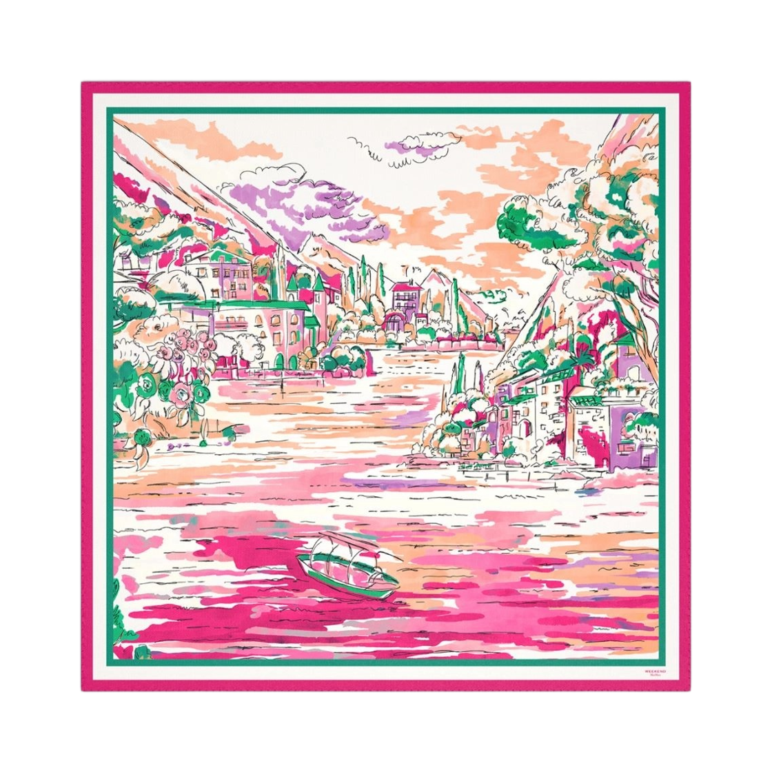(W) 위켄드 막스마라 오네스토 실크 스카프 핑크((W) Weekend Max Mara Onesto Silk Scarf Pink)