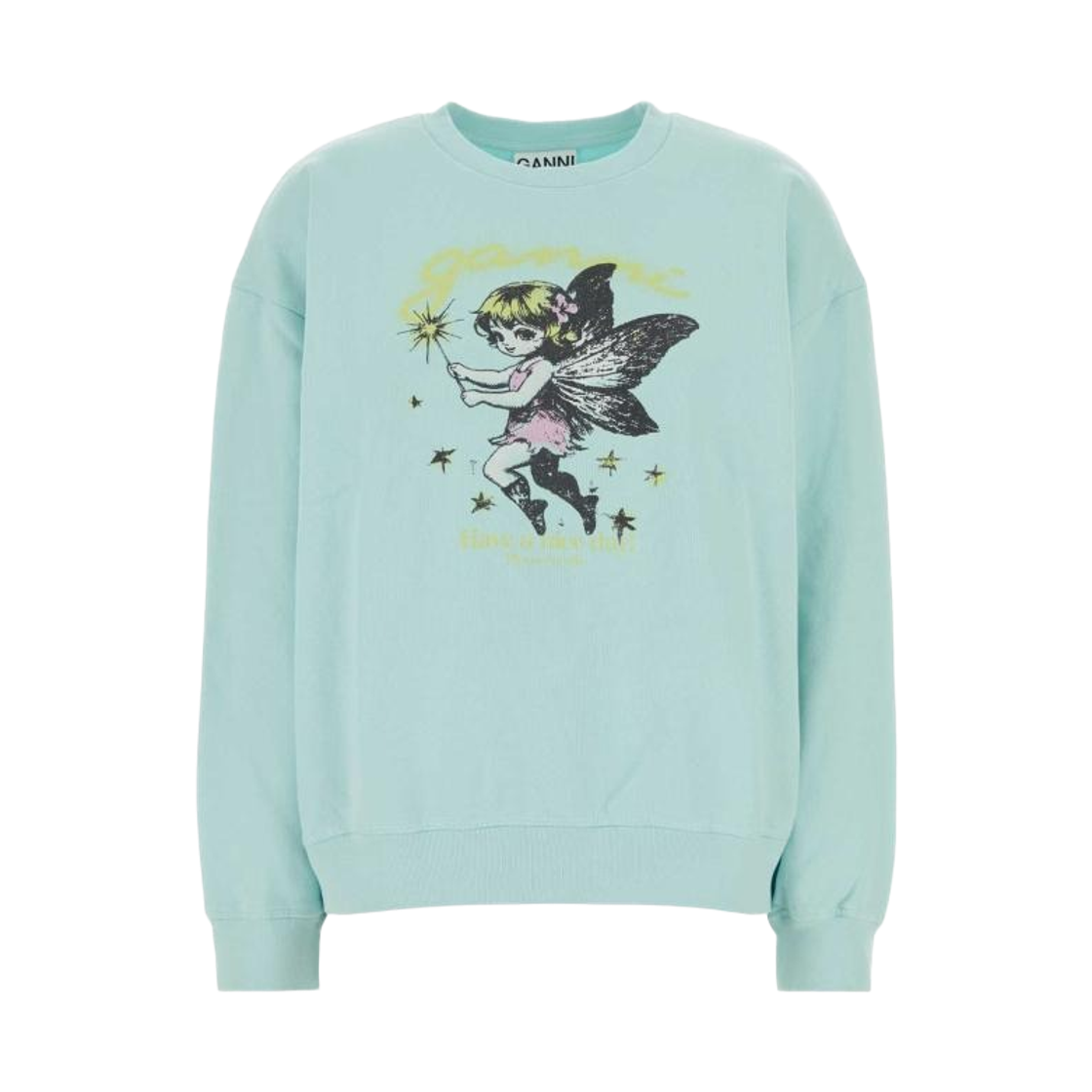 A1060064-07Z (W) Ganni Isoli Fairy Logo T-Shirt Sweatshirt Light Blue