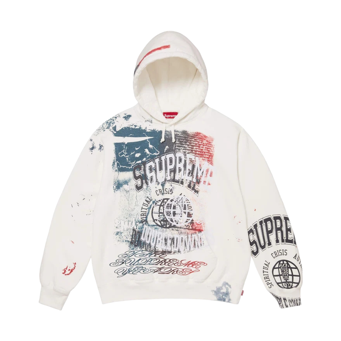 - Supreme Overprint Hooded Sweatshirt White - 26SS