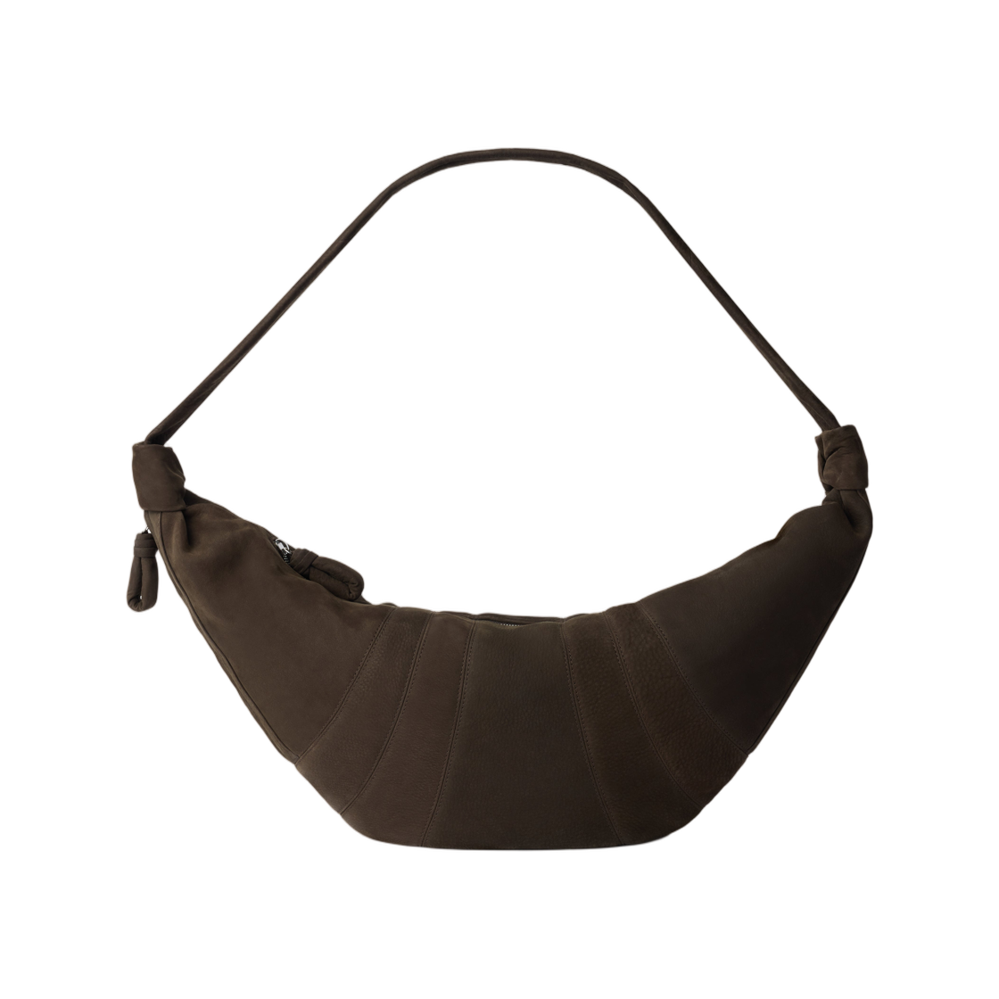 BG0236-LL0189-007 Lemaire Large Croissant Bag in Alpaca Nubuck Ebony Brown