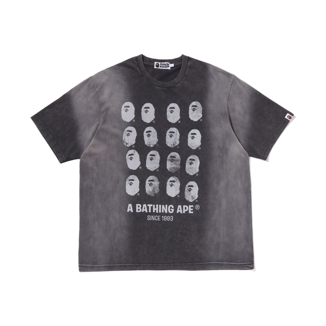 - BAPE Bleeched Multi Ape Head Logo Relaxed Fit T-Shirt Charcoal
