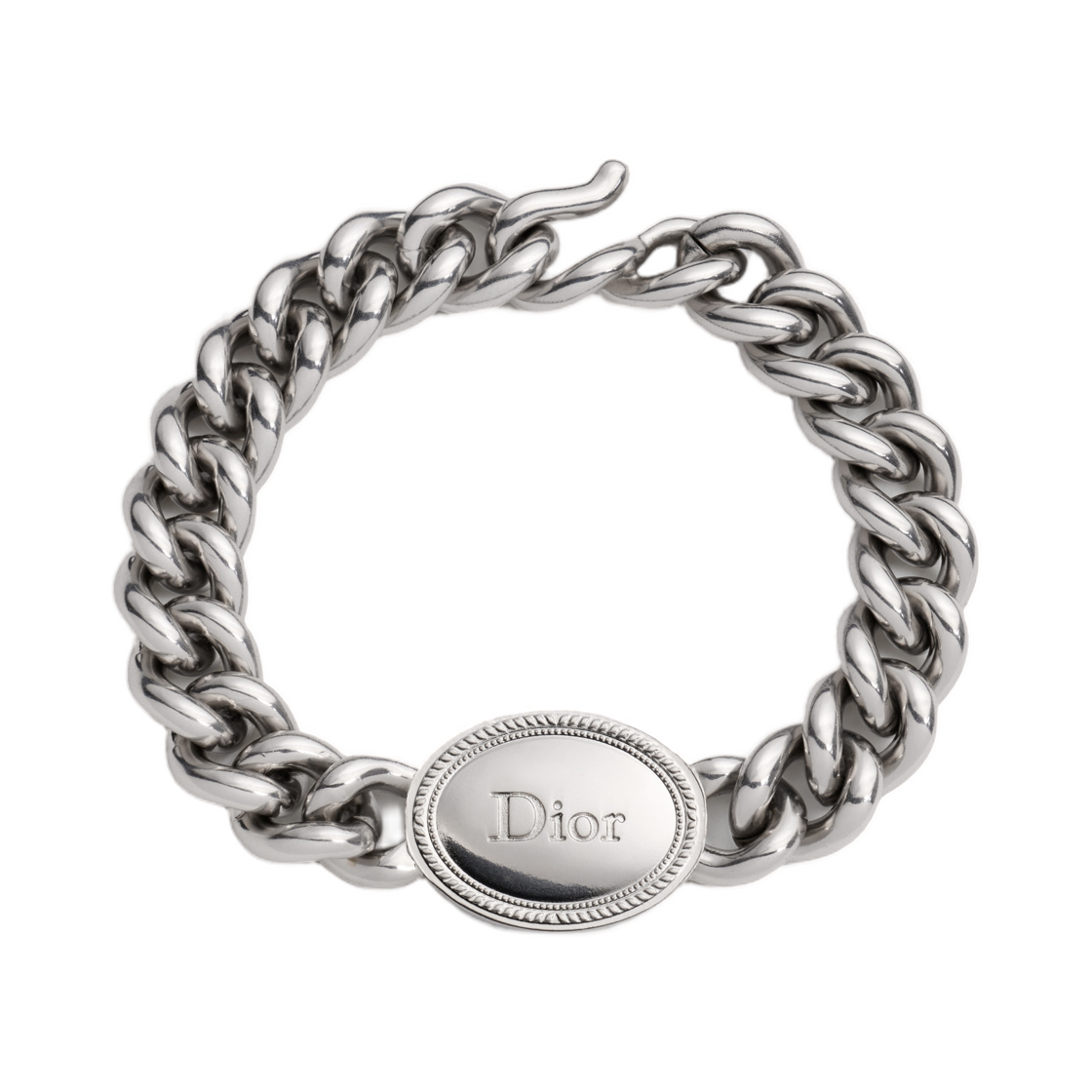 B3448HOMMT-D000 Dior Medaillon Chain Link Bracelet Silver Finish Brass Silver