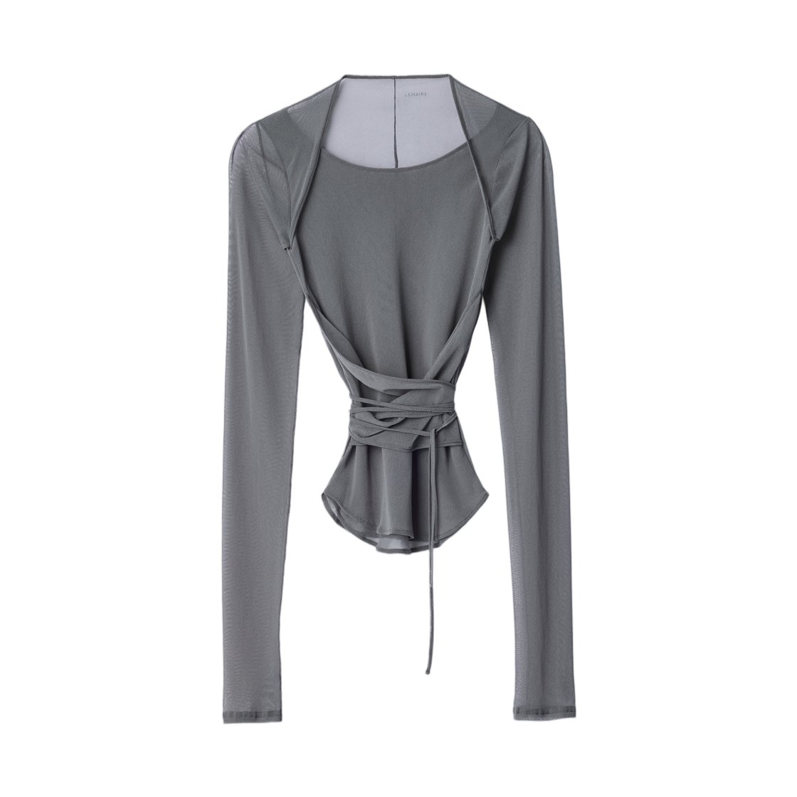 TS0052-LJ1070-931 (W) Lemaire Ballerina Wrap Top in Mesh Jersey Steel