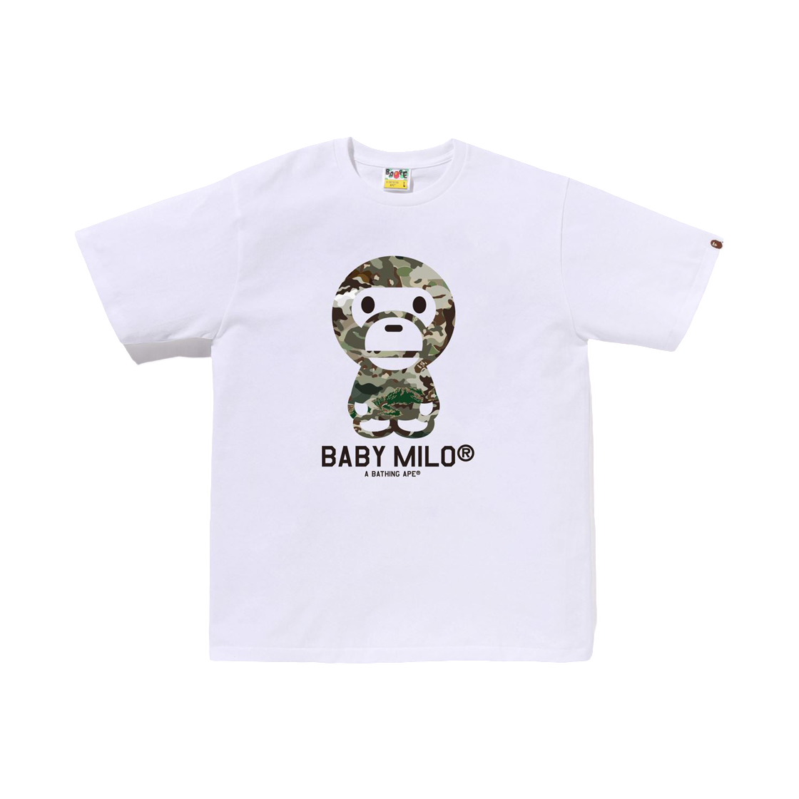 - BAPE Hybrid Camo Baby Milo T-Shirt White Olivedrab