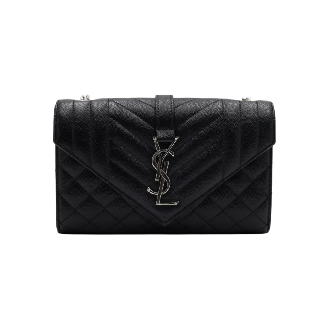 ITCDP5GR56VS Saint Laurent Monogram Quilted Envelope Silver Chain Shoulder & Crossbody Bag