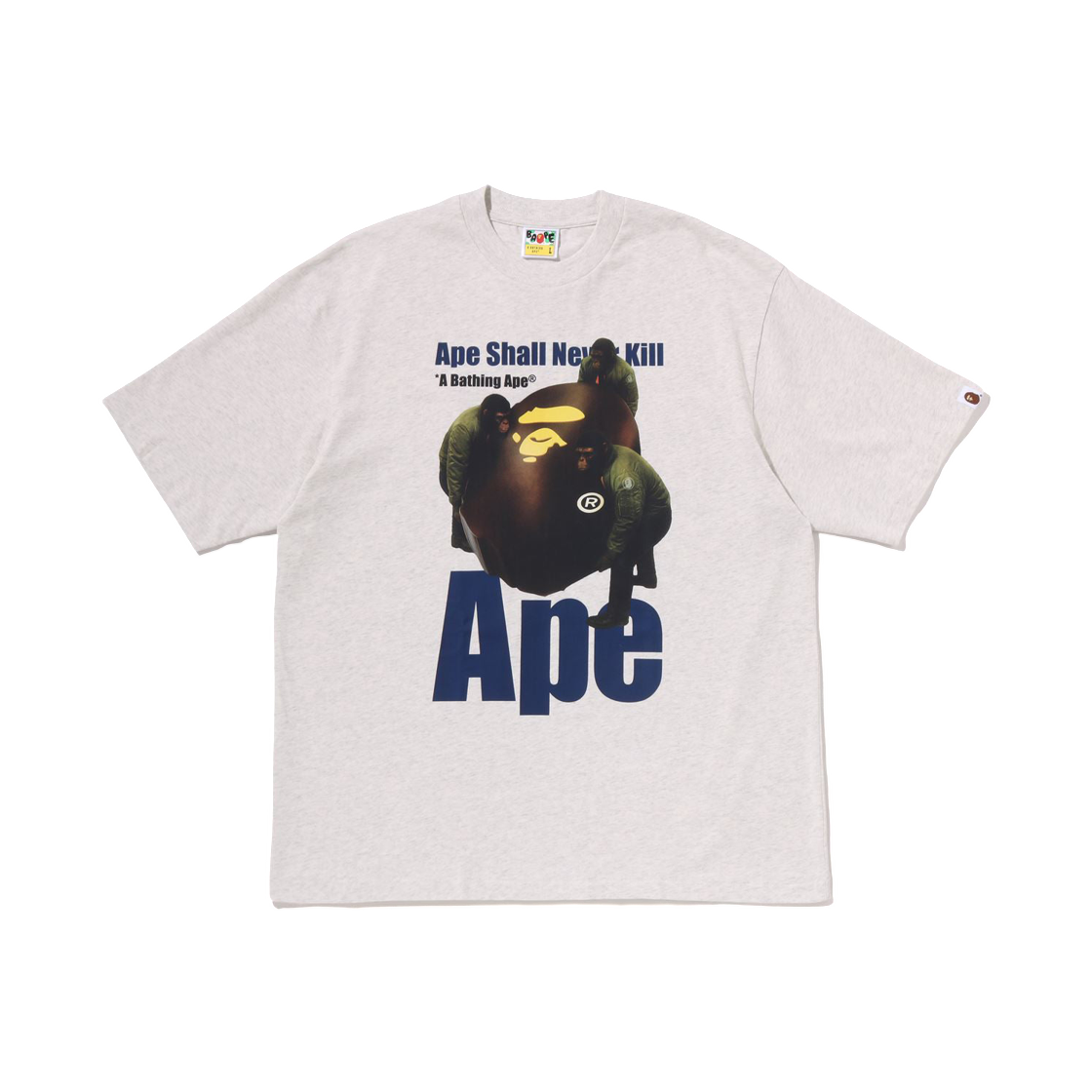 - BAPE Ape Head Photo Print Relaxed Fit T-Shirt Gray