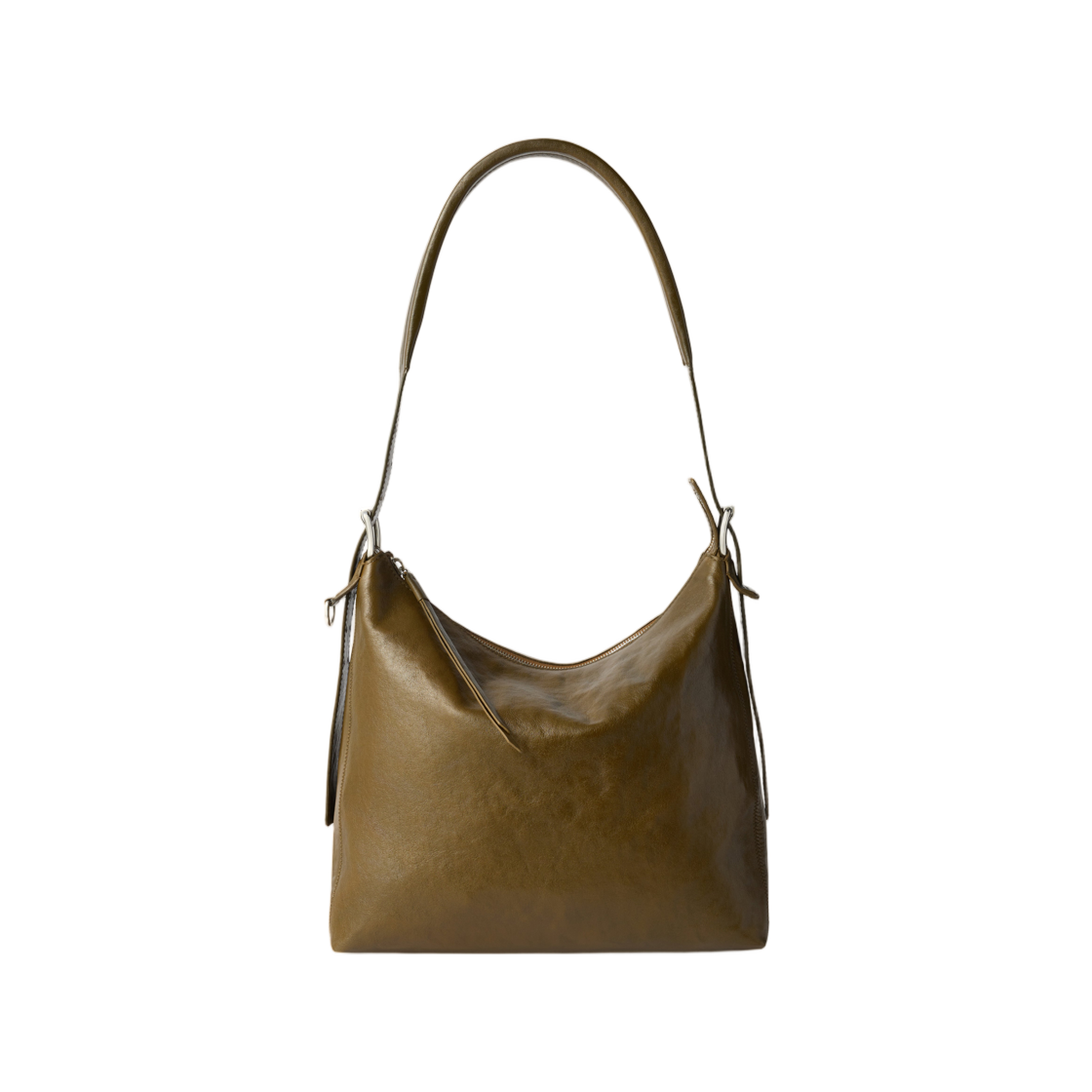 BG0223-LL0108-211 Lemaire Small Belted Hobo Bag in Leather Dark Bronze