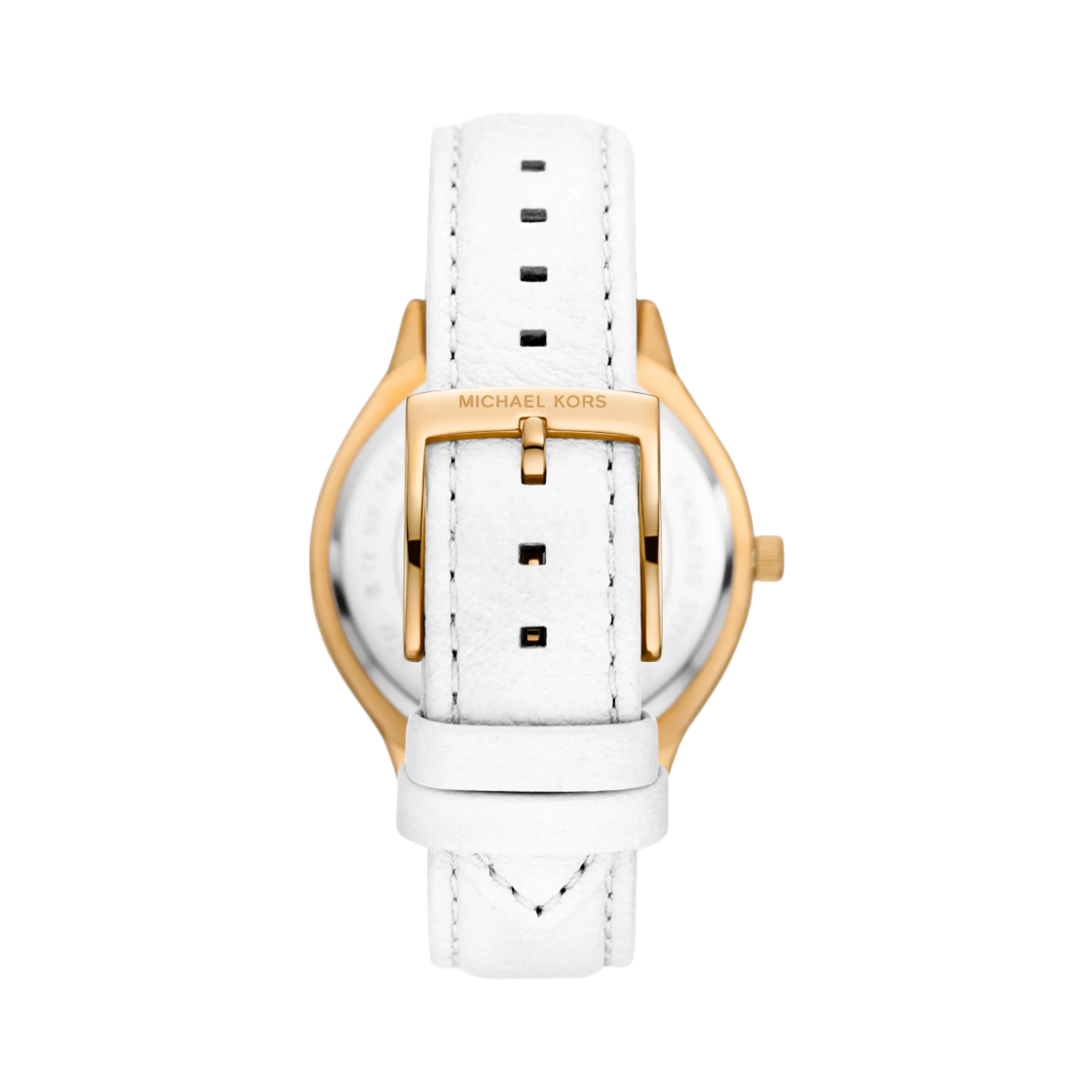 (W) 마이클 코어스 슬림 런웨이 쿼츠 쓰리핸드 38mm 레더 골드 톤 워치 옵틱 화이트((W) Michael Kors Slim Runway Quartz Three-Hand 38mm Leather Gold Tone Watch Optic White) - 2
