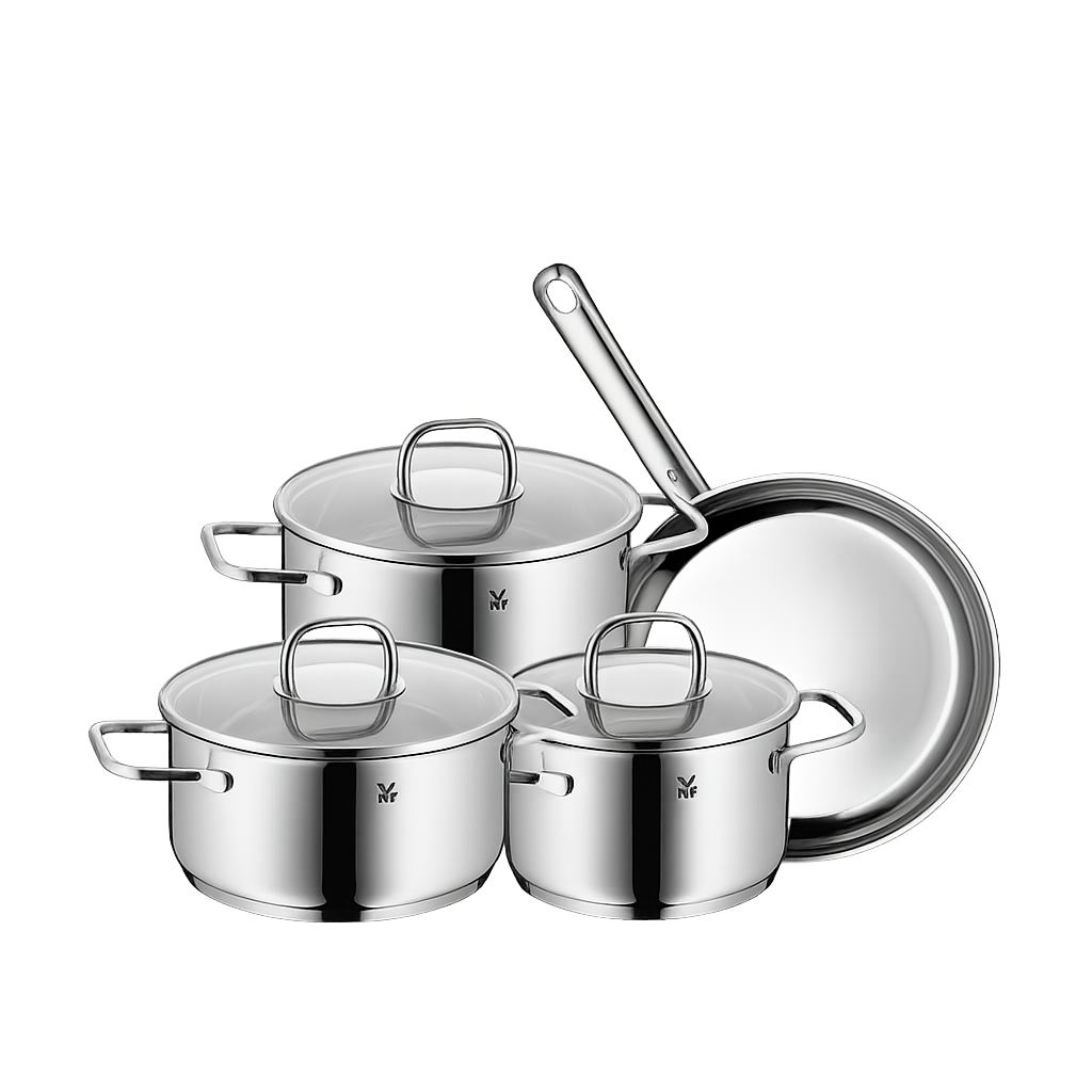 WMF NEW사피르 냄비 3종(16L+20H+24H)+후라이팬 24cm(WMF New Saphir 3‑Piece Pot Set (16cm Low Pot + 20cm High Pot + 24cm High Pot) + 24cm Frypan)