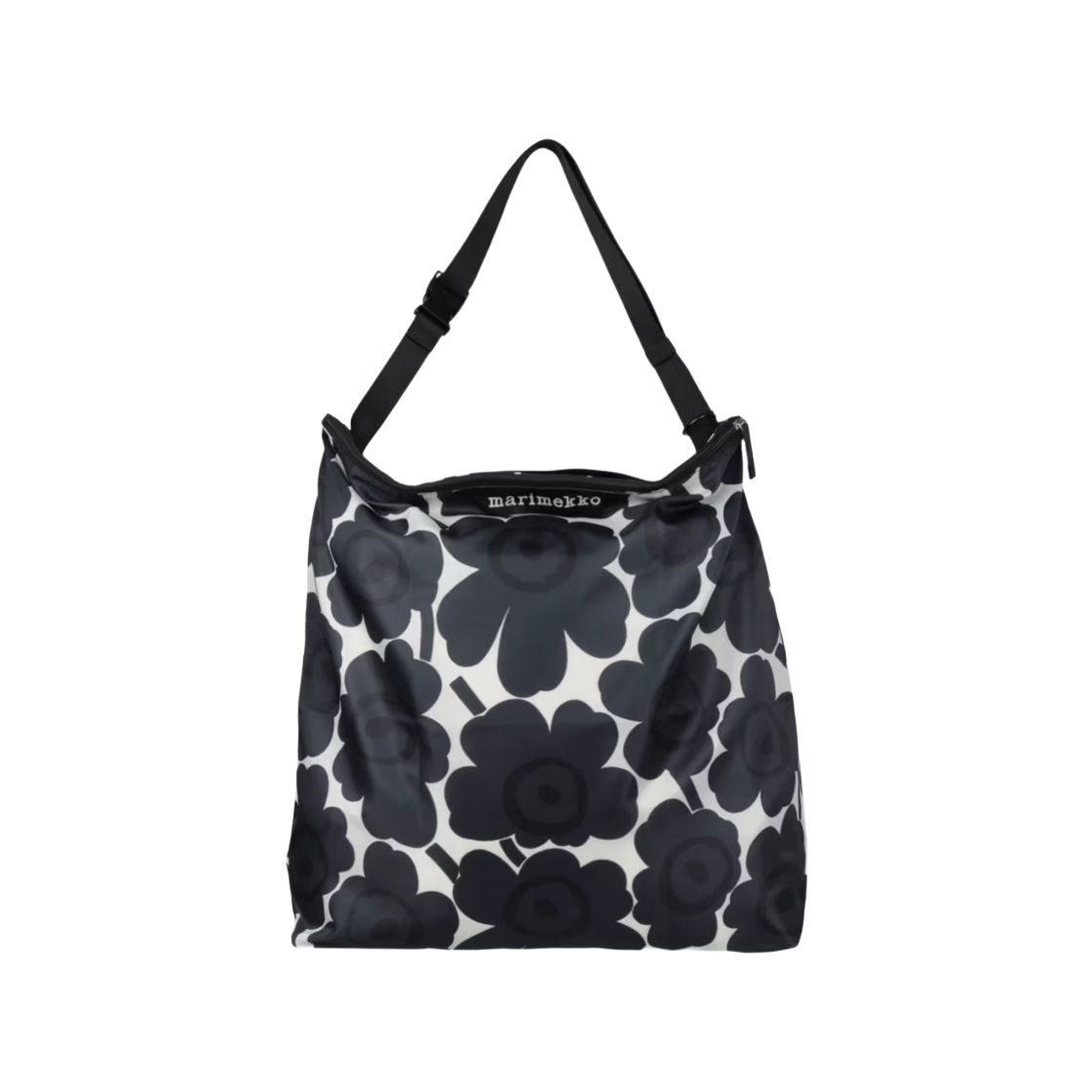 마리메꼬 니트 크로스바디 우니꼬 라지 숄더백 다크 그레이 오프 화이트(Marimekko Neat Crossbody Unikko Large Shoulder Bag Dark Grey Off White)