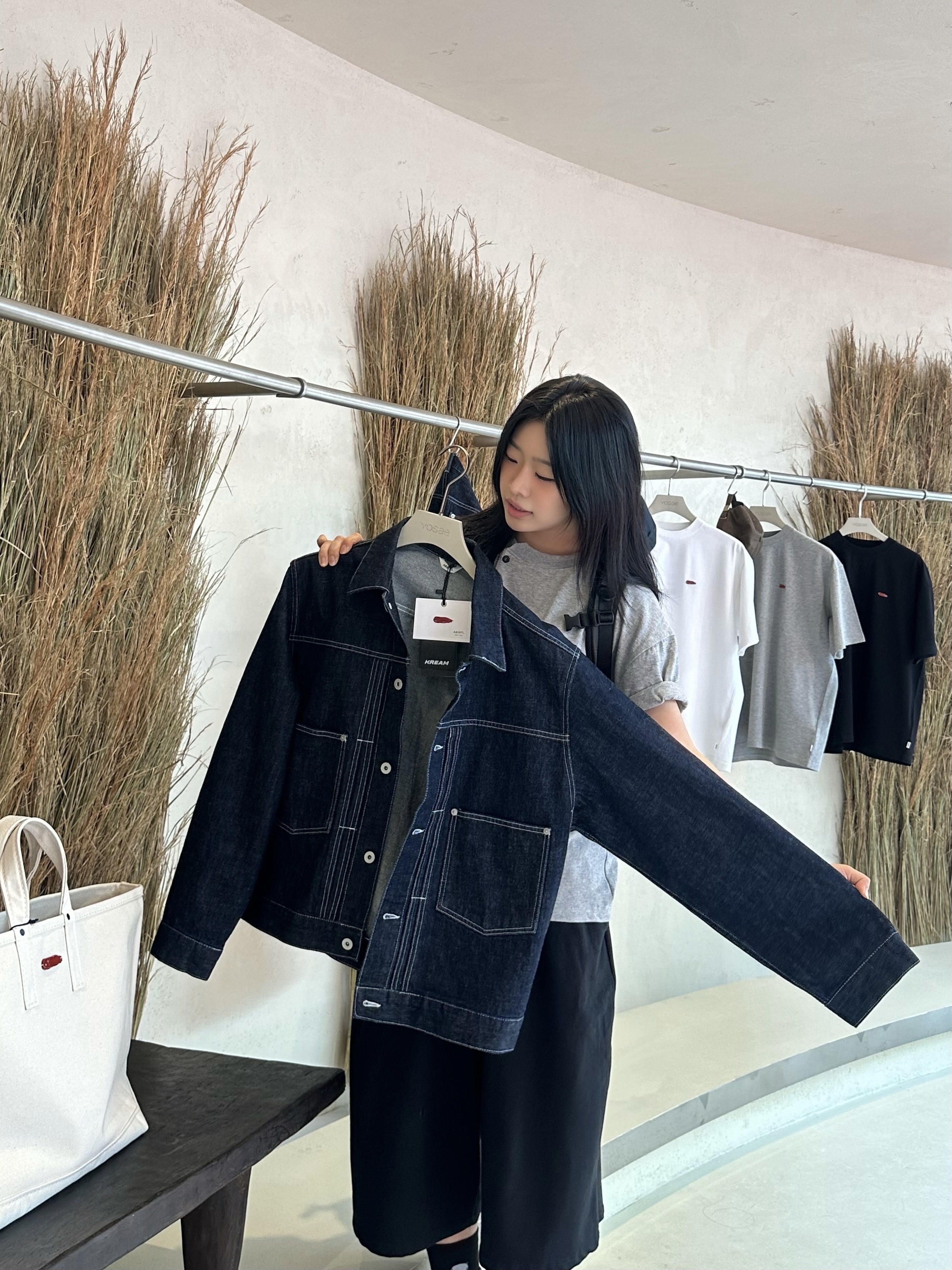 AKRYL Denim Boxy Jacket One Wash - 26FW, AKRYL Denim Boxy Pants One Wash - 26FW 착용 스타일 - 3