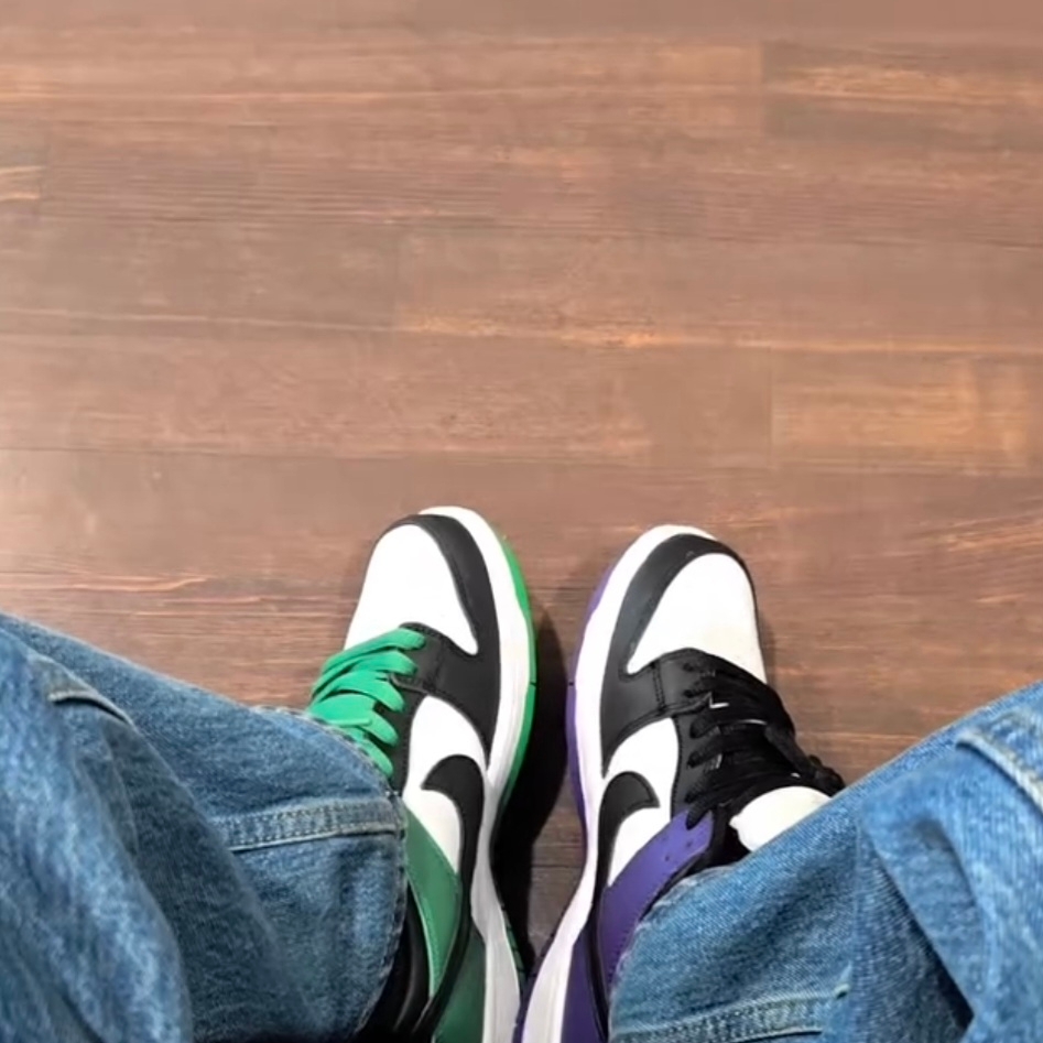 Nike SB Dunk Low Pro Court Purple, Nike SB Dunk Low Pro Black and Classic Green 착용 스타일