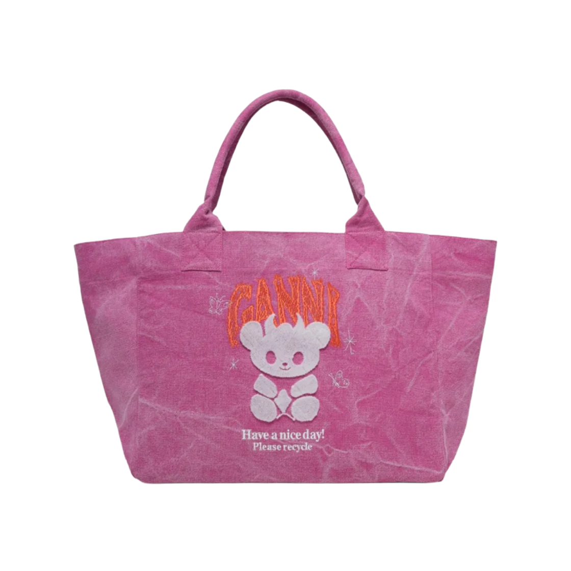 가니 이블 베어 트라페즈 토트백 라즈베리 로즈(Ganni Evil Bear Trapeze Tote Bag Raspberry Rose) - 1