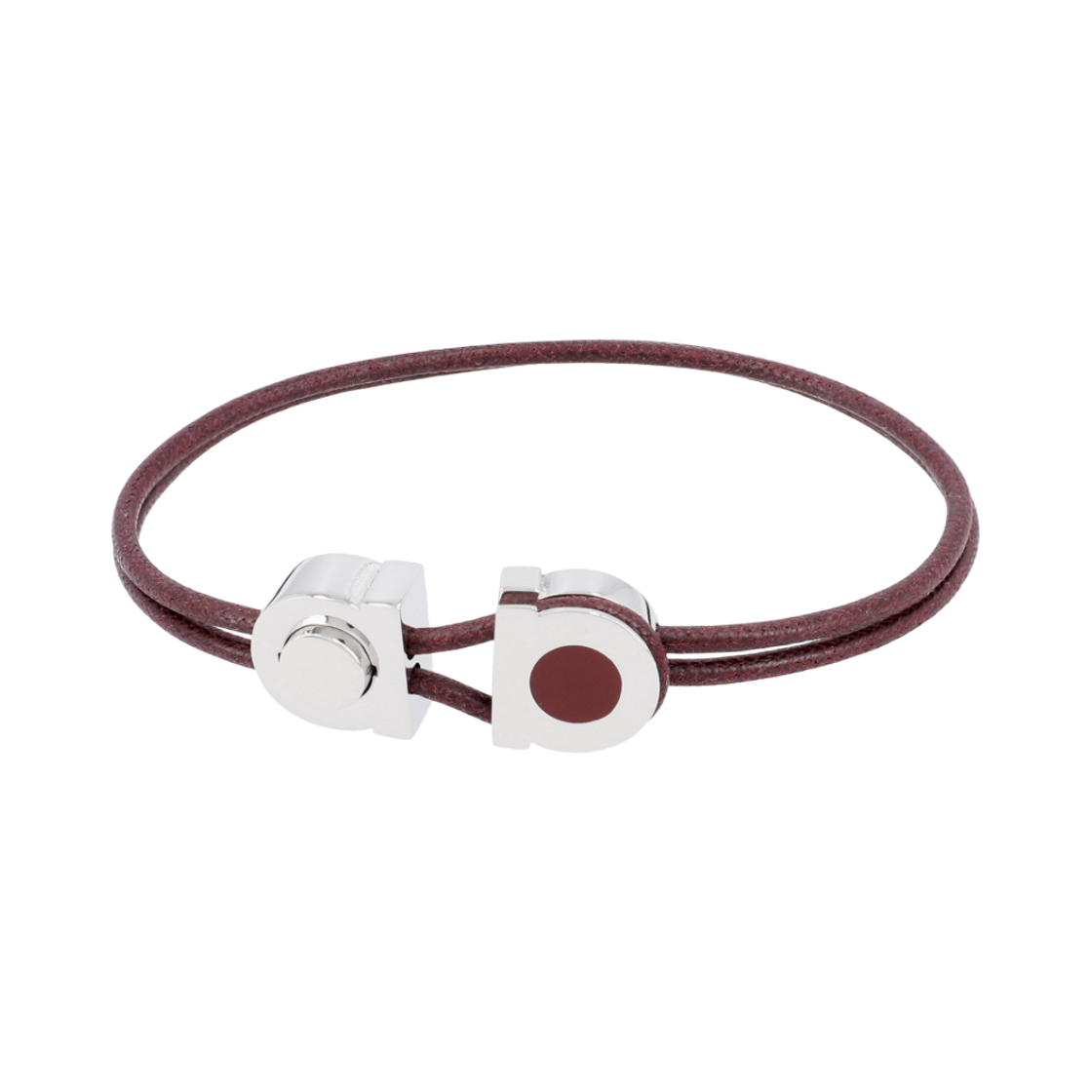 770405-791274 Ferragamo Gancini Leather Brass Bracelet Burgundy