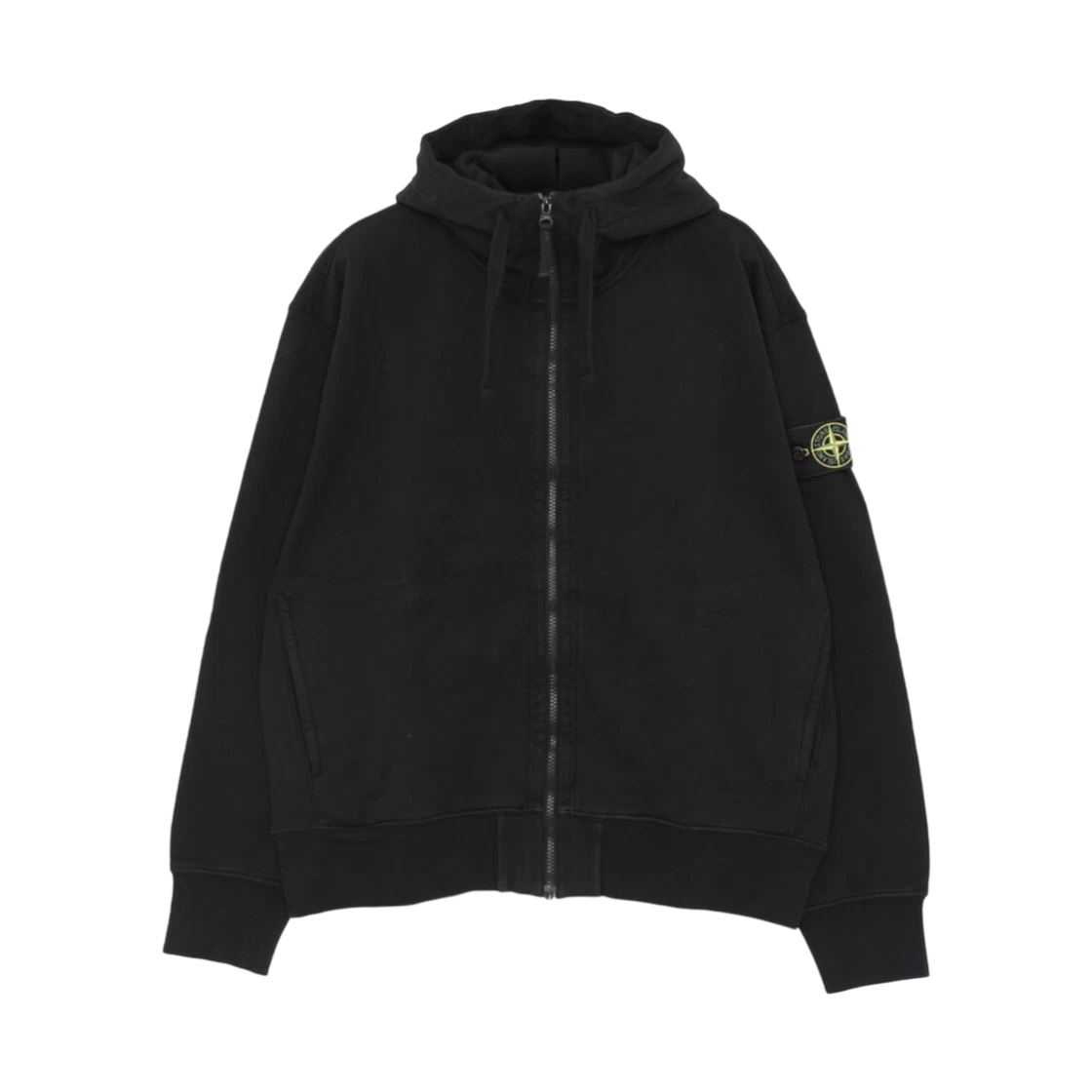 Stone Island Stone Island 6100009 Organic Cotton Fleece Zip-Up Hoodie Black - 26FW · M