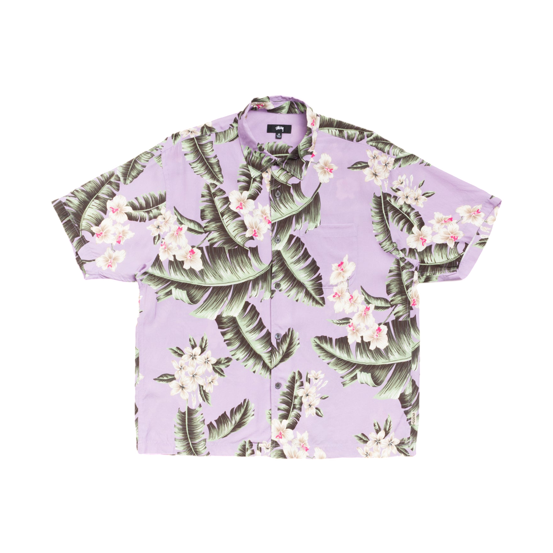 1110417 Stussy Hawaiian Floral SS Shirt Lavender